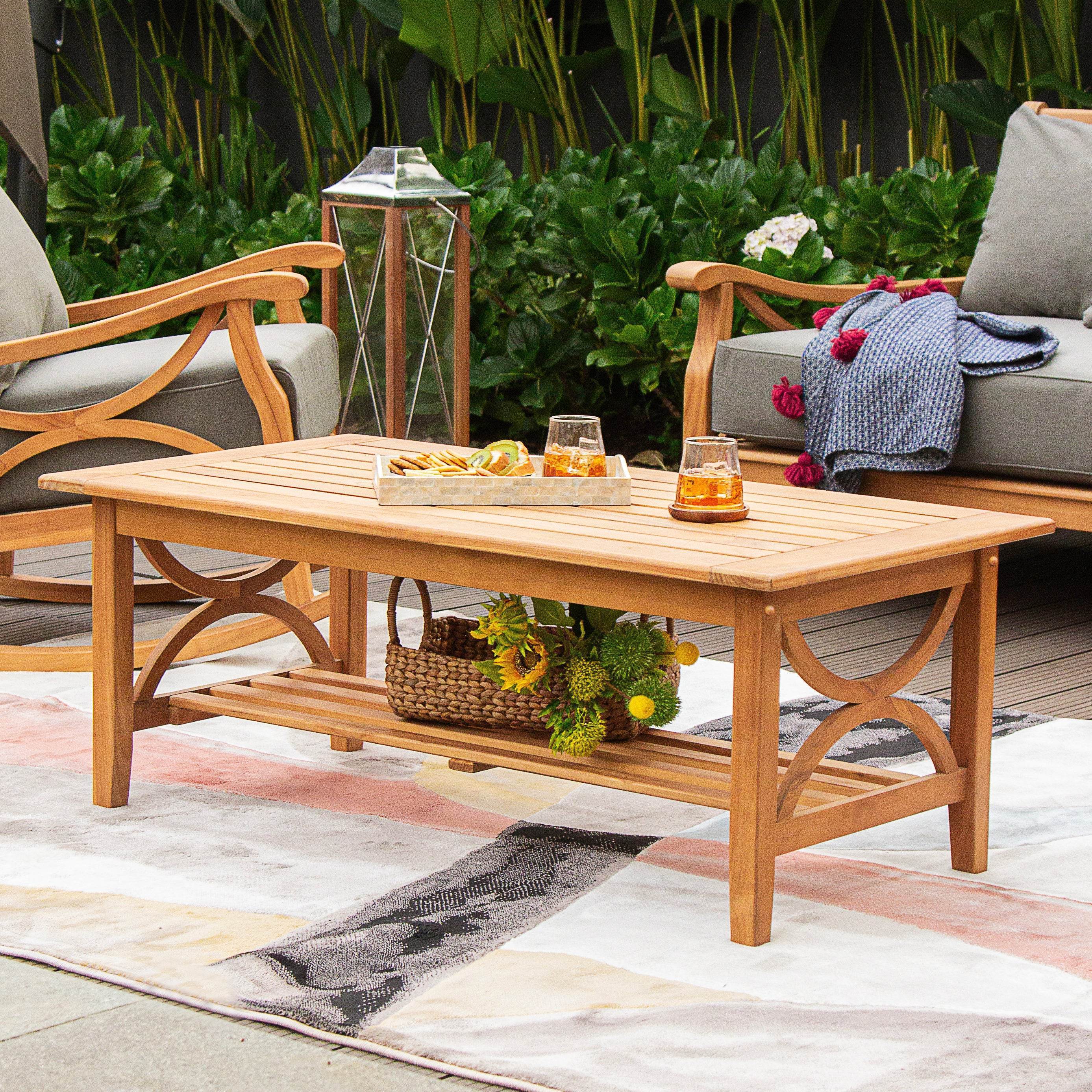 Abbington 5 Pieces Teak Wood Patio Conversation Set with Beige Cushion - Image 10