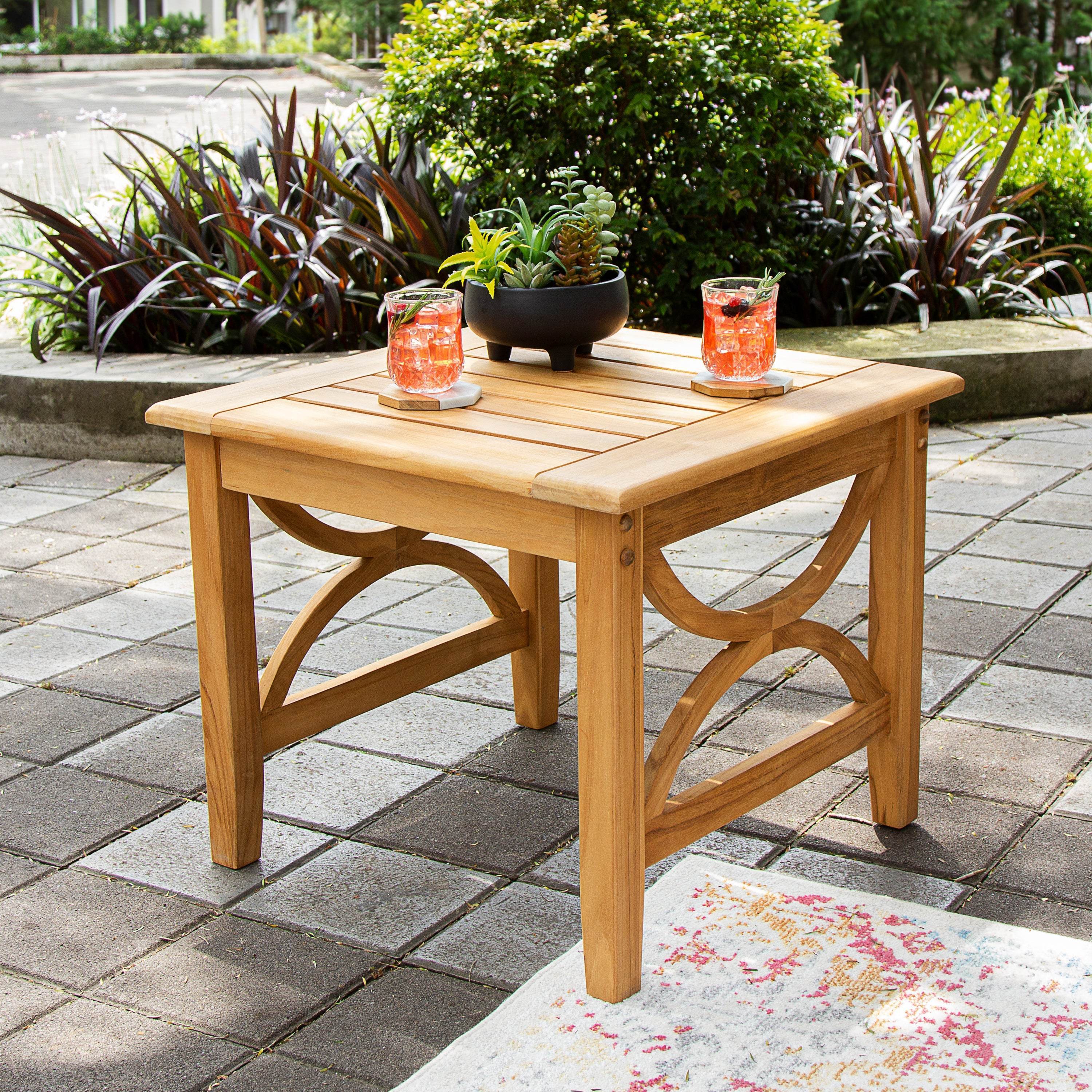 Abbington 5 Pieces Teak Wood Patio Conversation Set with Beige Cushion - Image 11