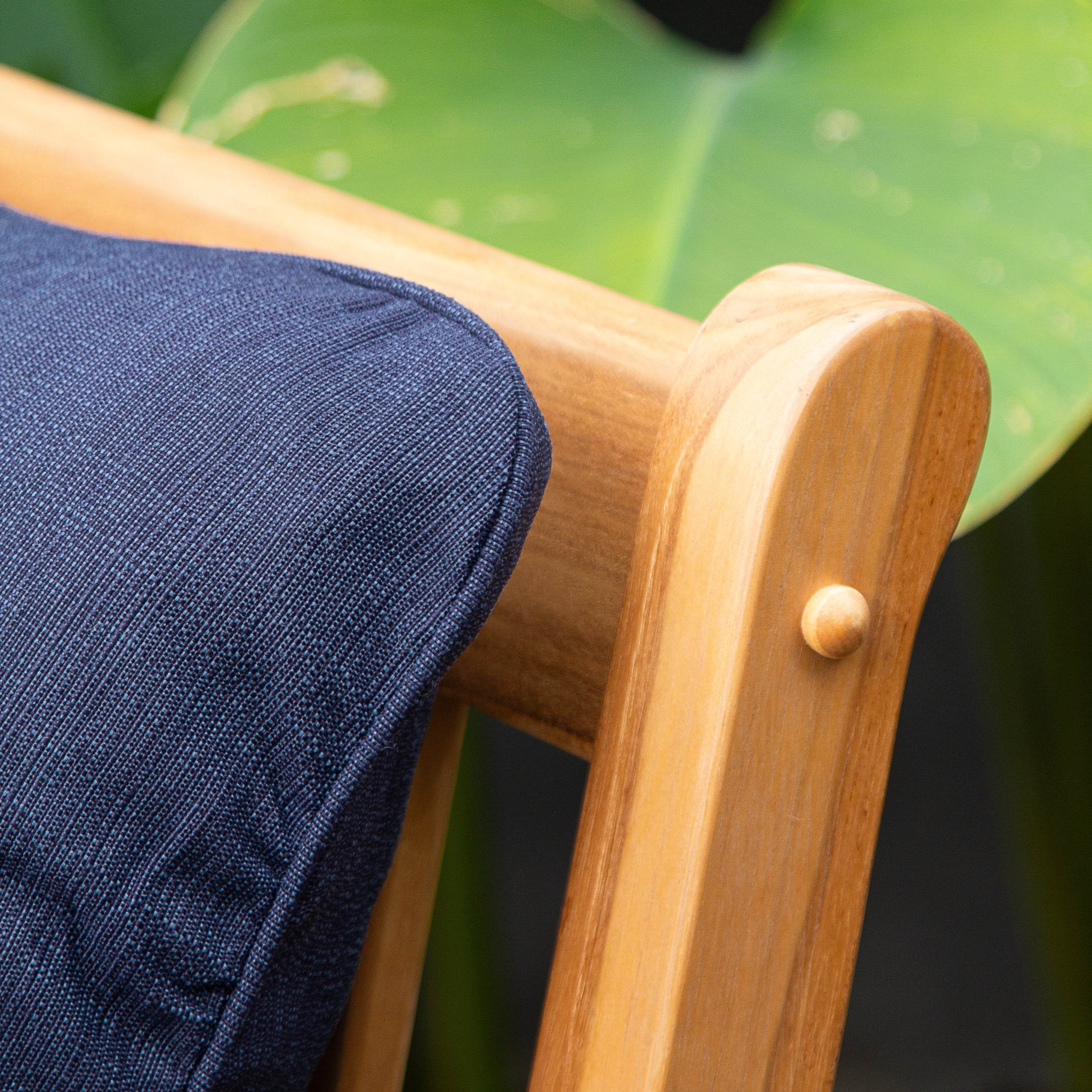 Abbington 5 Pieces Teak Wood Patio Conversation Set with Navy Cushion - Image 10