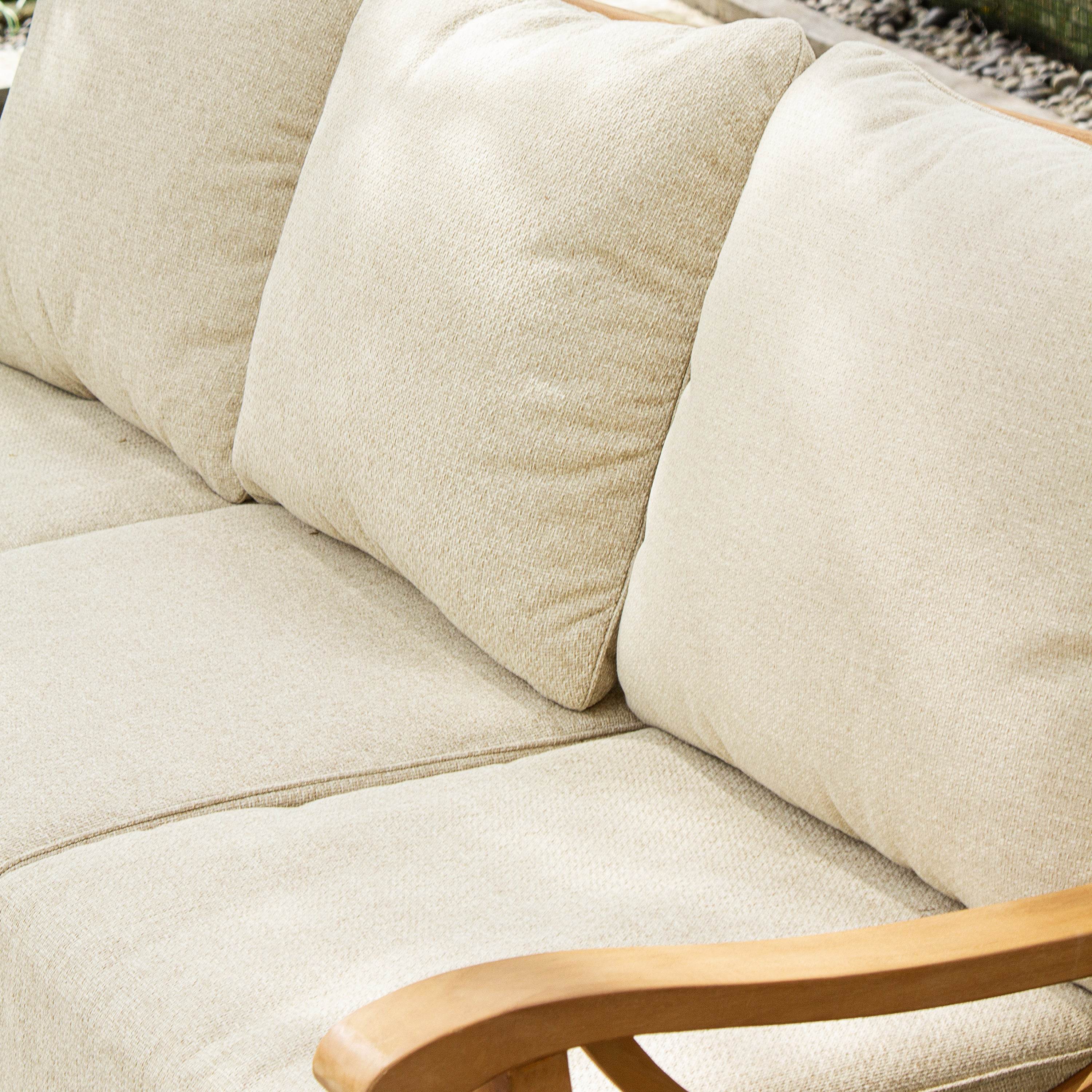 Abbington 5 Pieces Teak Wood Patio Conversation Set with Tan Cushion - Image 9