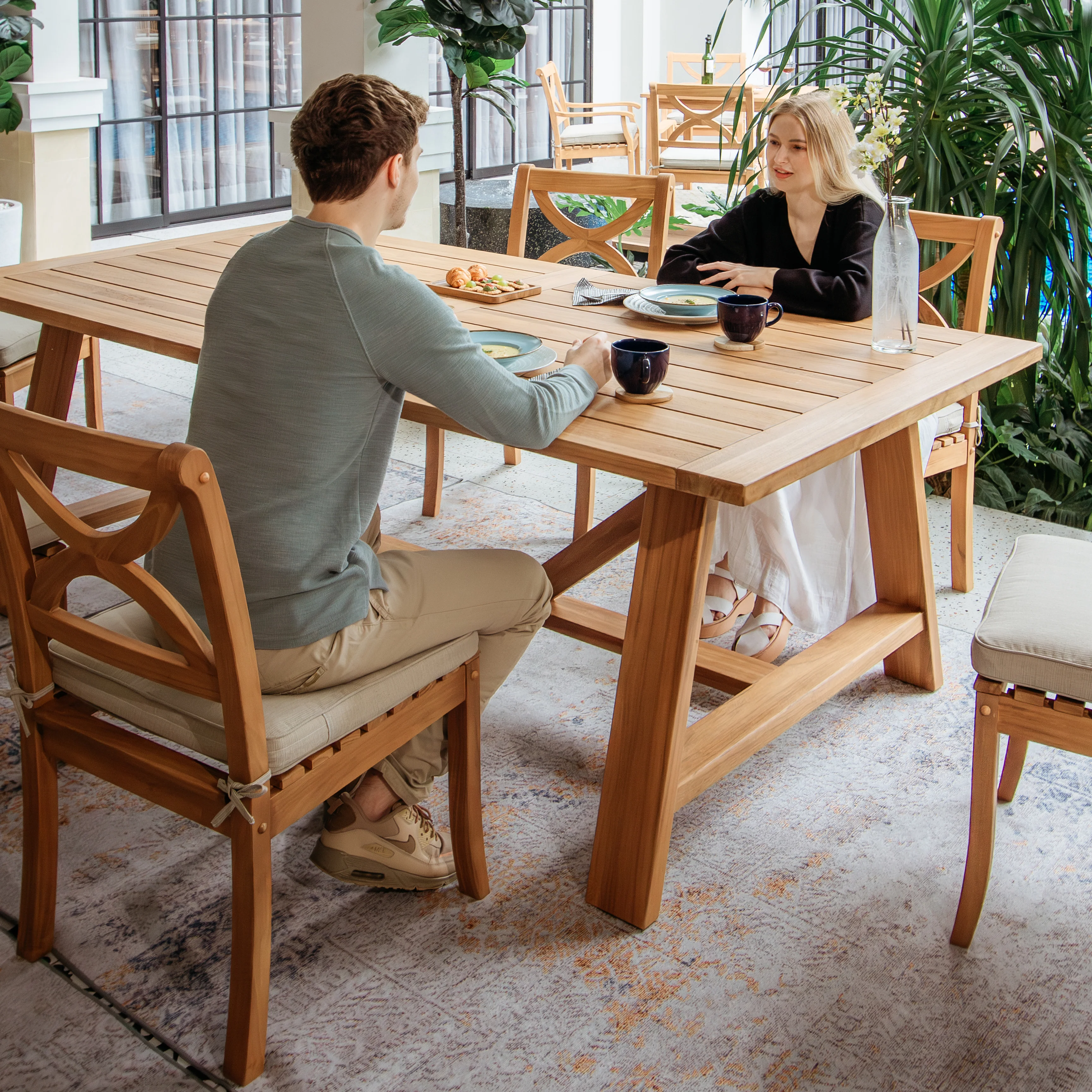 Abbington 7 Pieces Teak Wood Outdoor Dining Set - Image 3