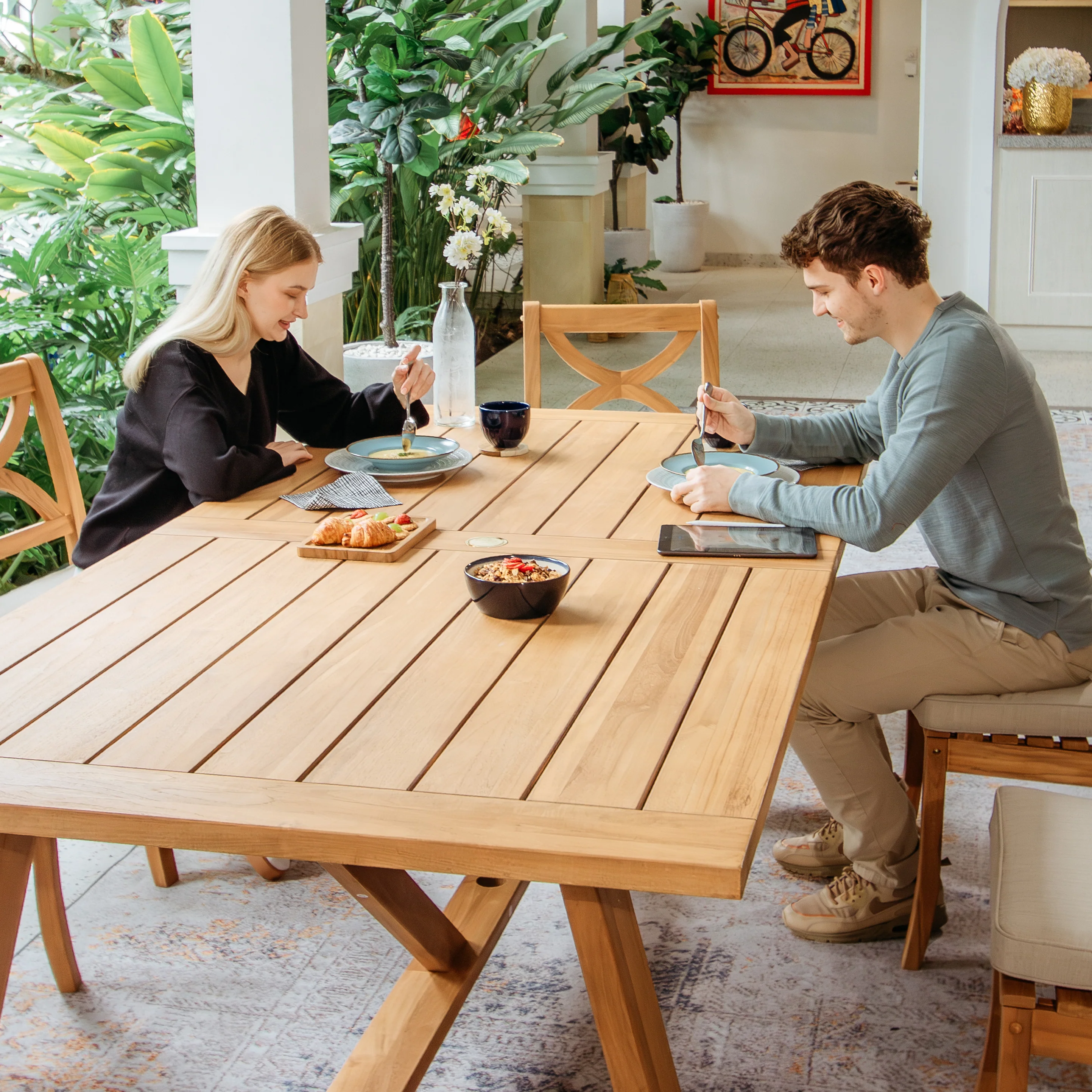 Abbington 7 Pieces Teak Wood Outdoor Dining Set - Image 5