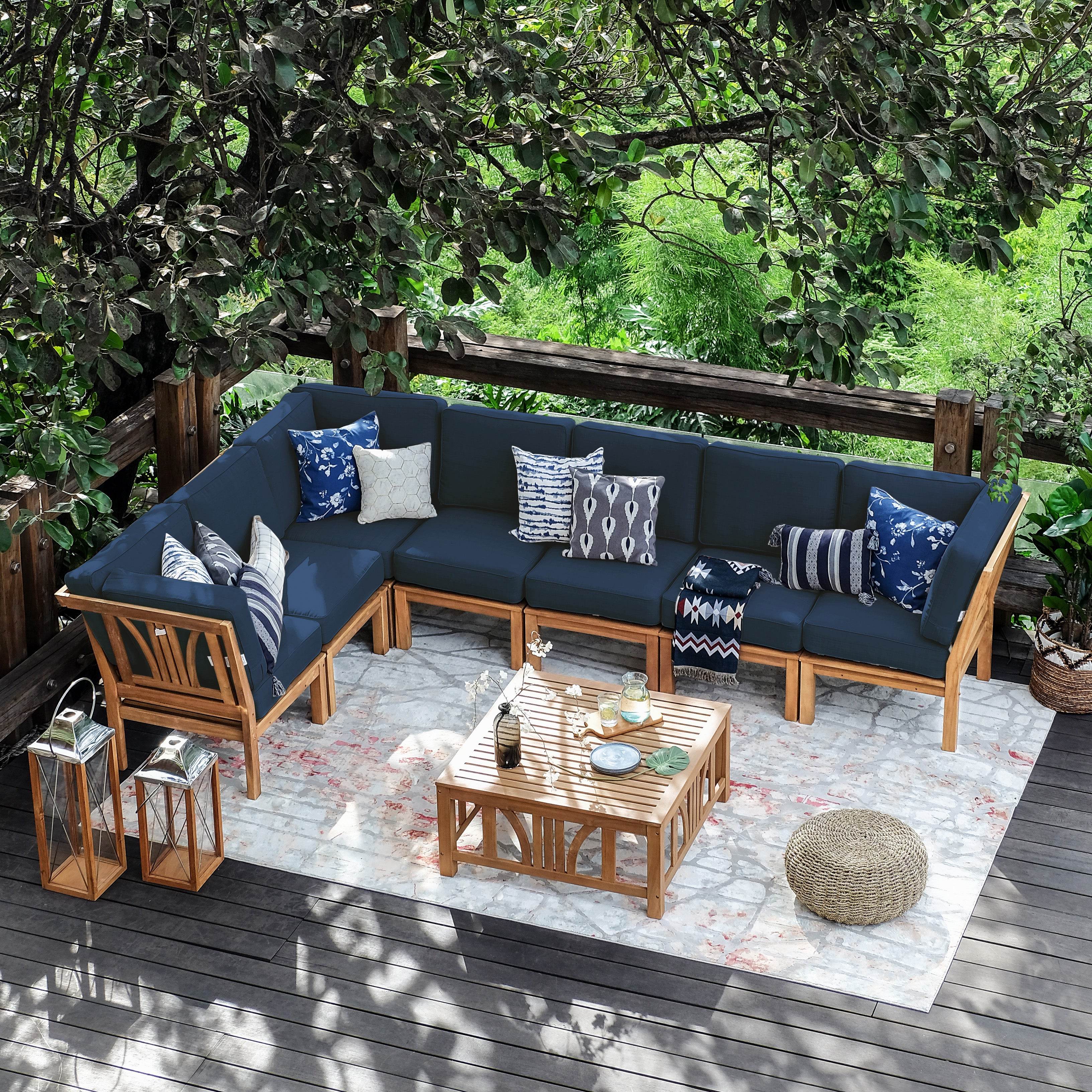 Abbington 8-Piece Patio Sectional Outdoor Navy Cushion Slipcover Replacement - Image 4
