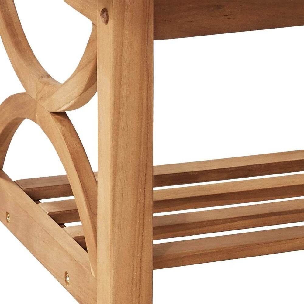 Abbington Solid Teak Wood 4 Piece Patio Conversation Set with Beige Cushion - Image 11