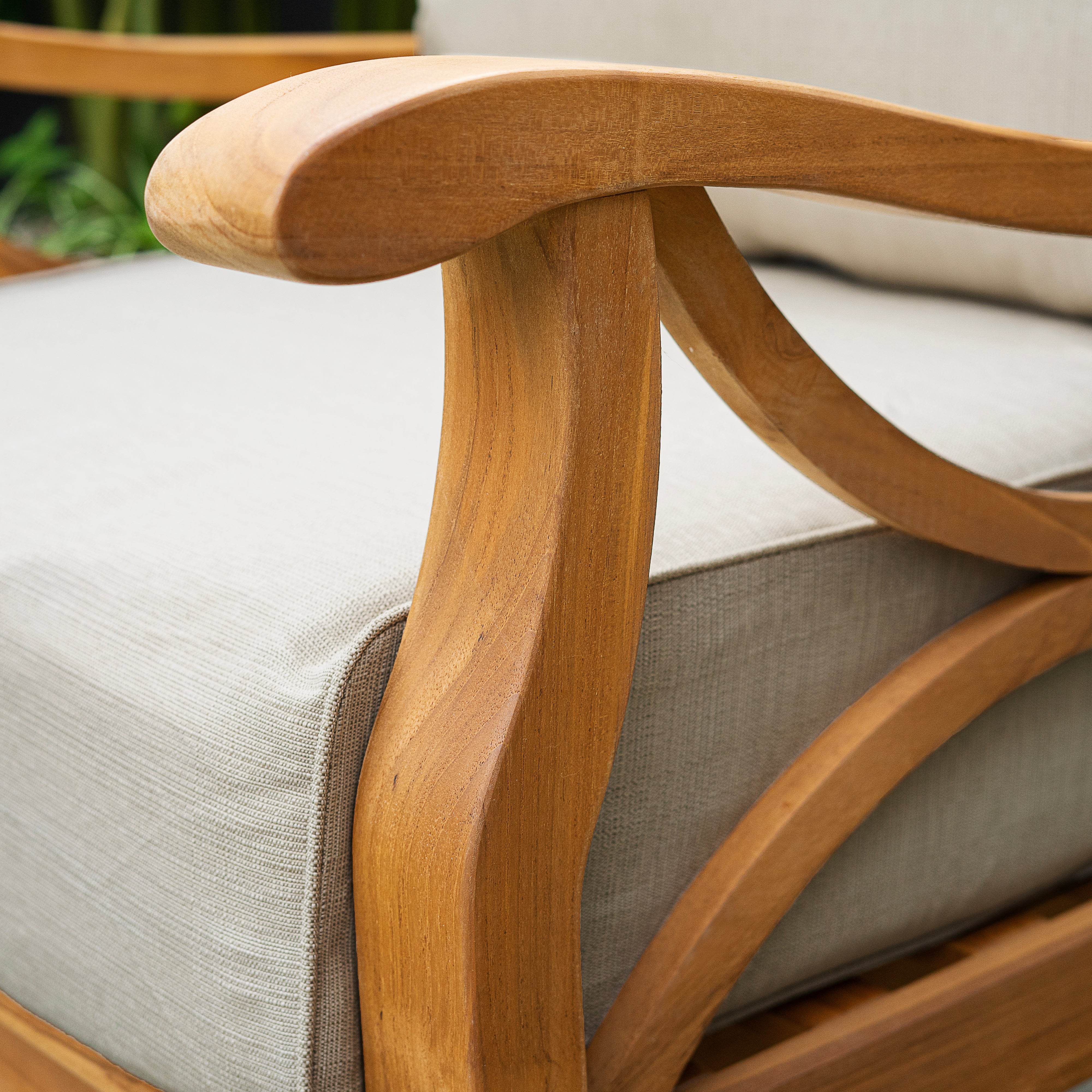 Abbington Solid Teak Wood 4 Piece Patio Conversation Set with Beige Cushion - Image 7