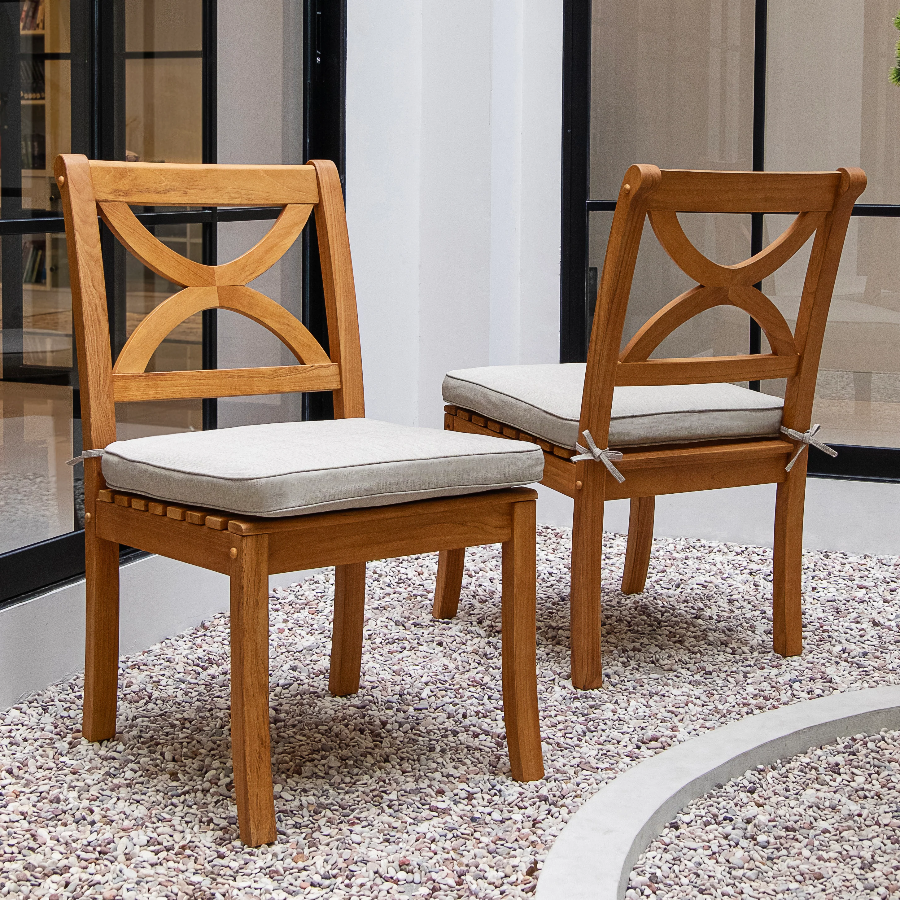 Abbington Solid Wood 5 Pieces Outdoor Dining Set with Beige Seatpad - Image 7