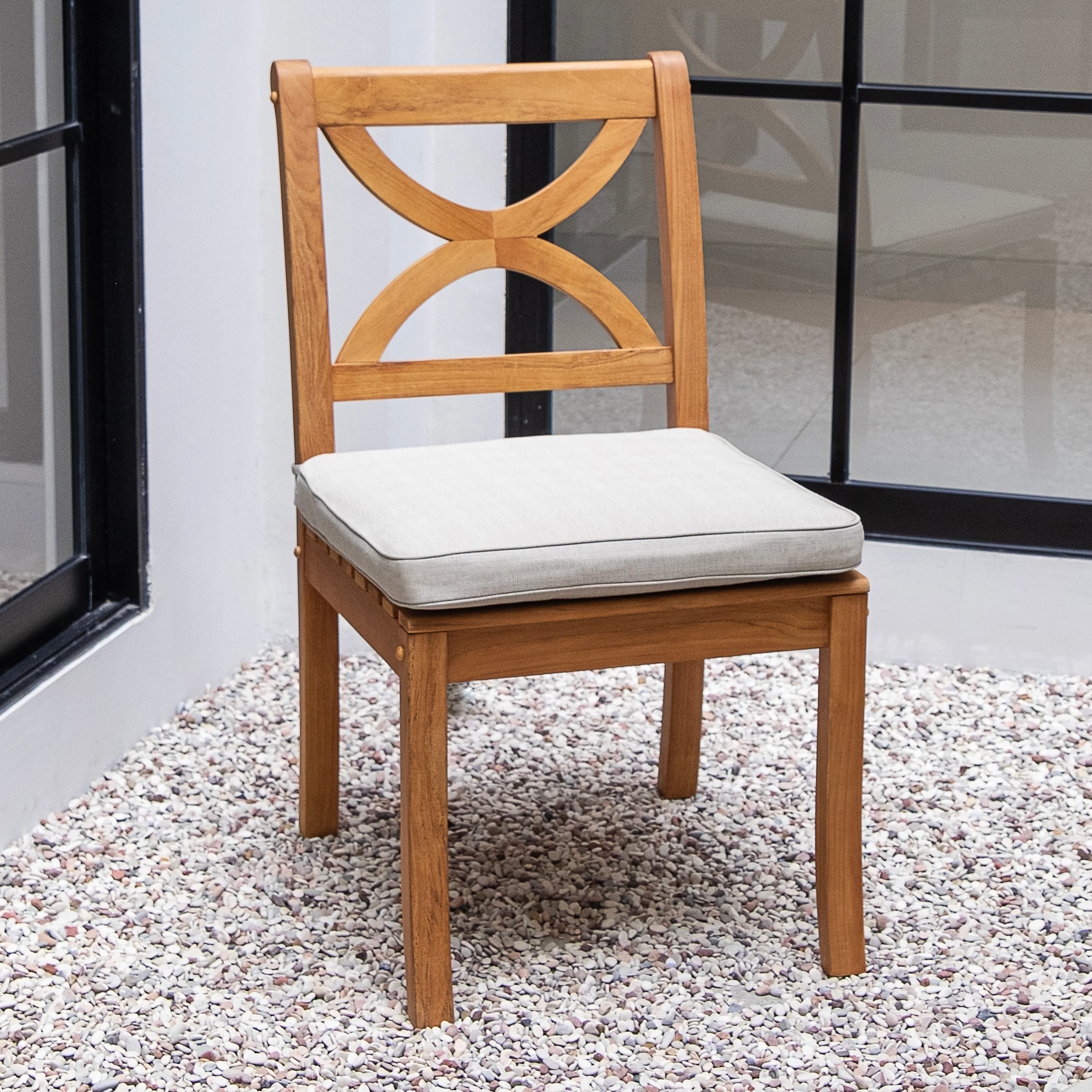 Abbington Solid Wood 5 Pieces Outdoor Dining Set with Beige Seatpad - Image 8