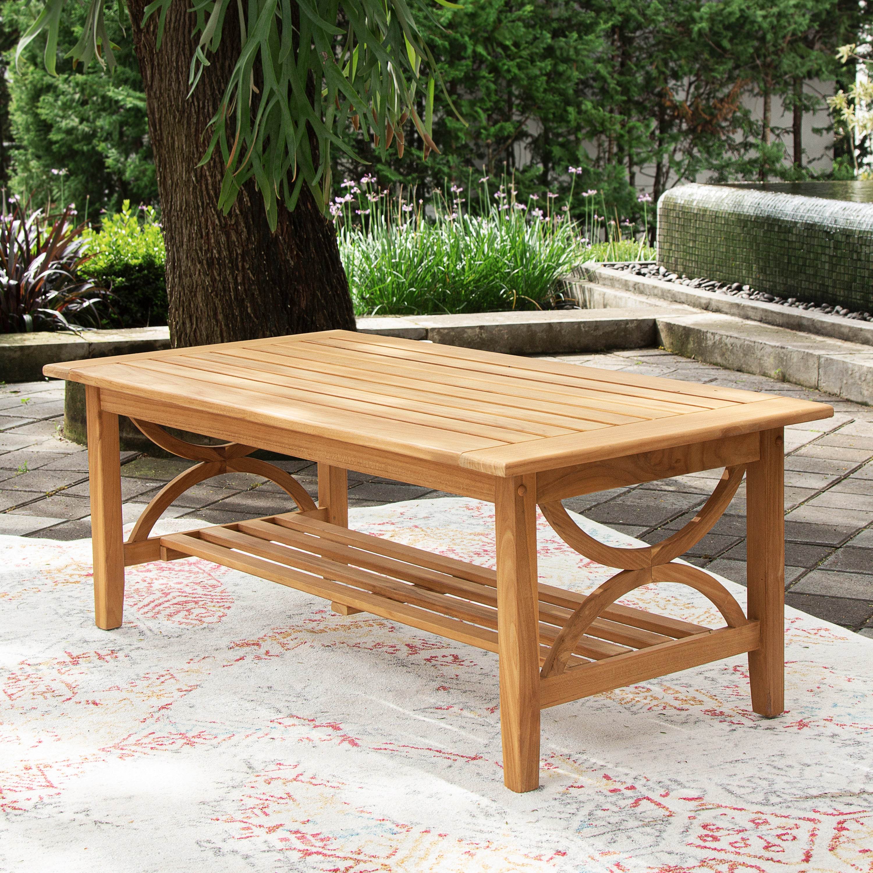 Abbington Teak Wood 4 Piece Patio Conversation Set with Beige Cushion - Image 7