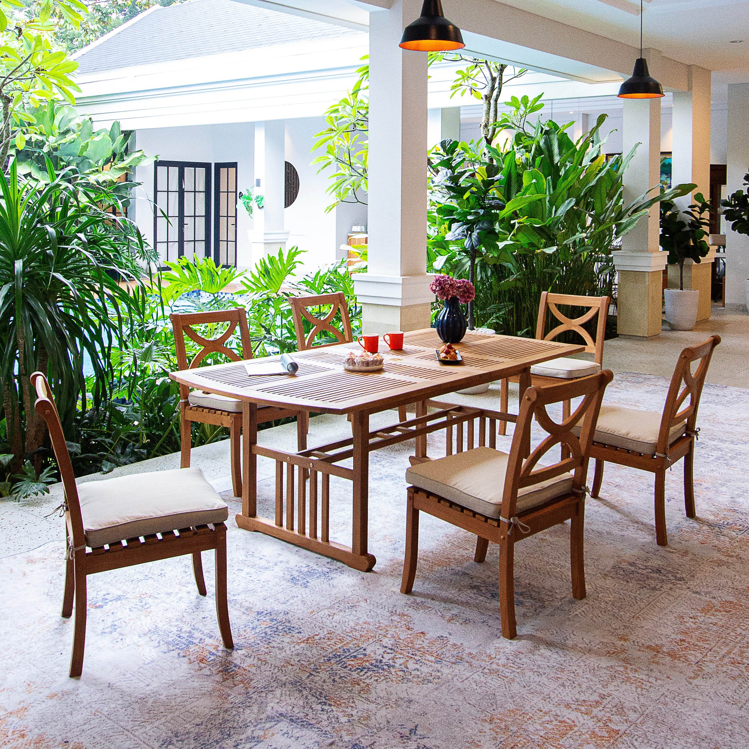 Abbington Teak Wood 7 Pieces Outdoor Dining Set - Image 2