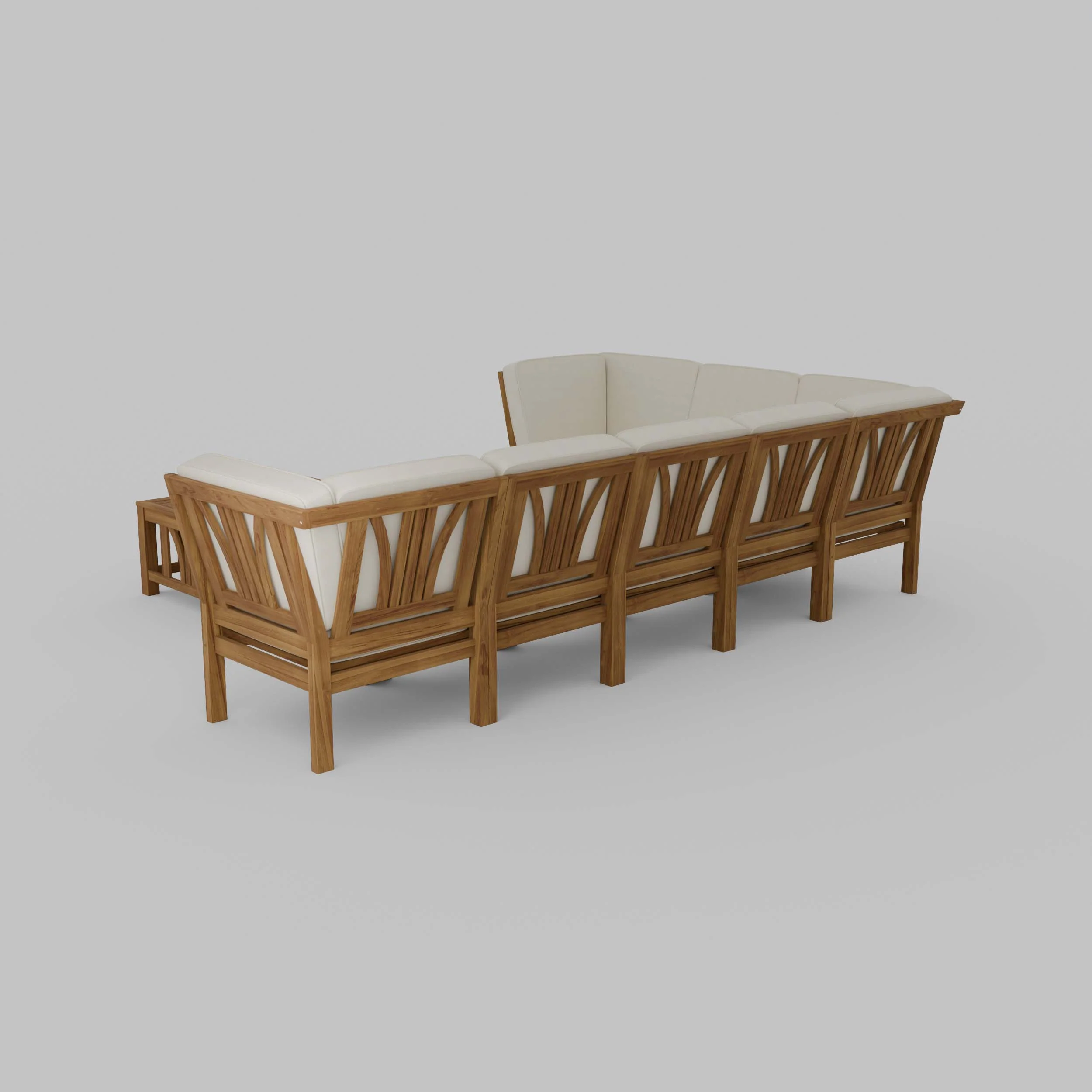 Abbington Teak Wood 8 Pieces Patio Sectional Set with Beige Cushion - Image 34