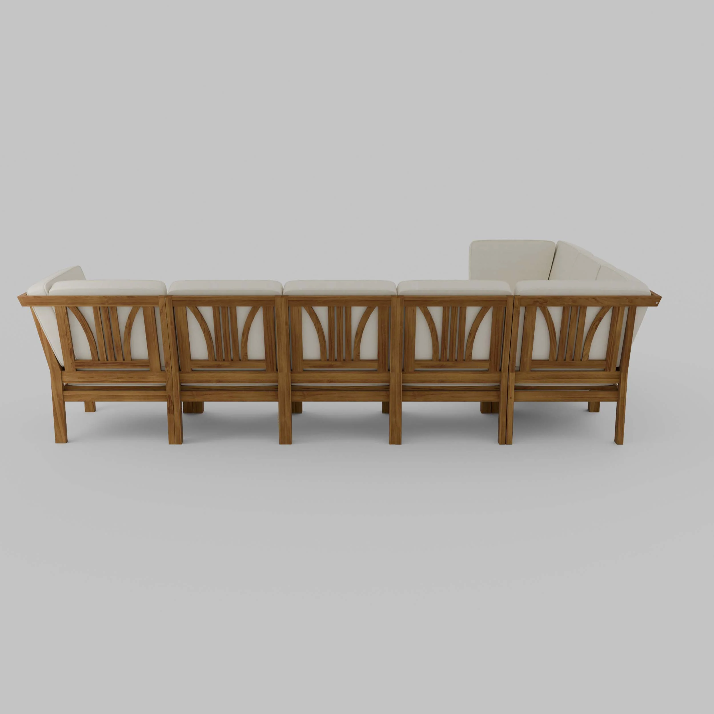 Abbington Teak Wood 8 Pieces Patio Sectional Set with Beige Cushion - Image 39