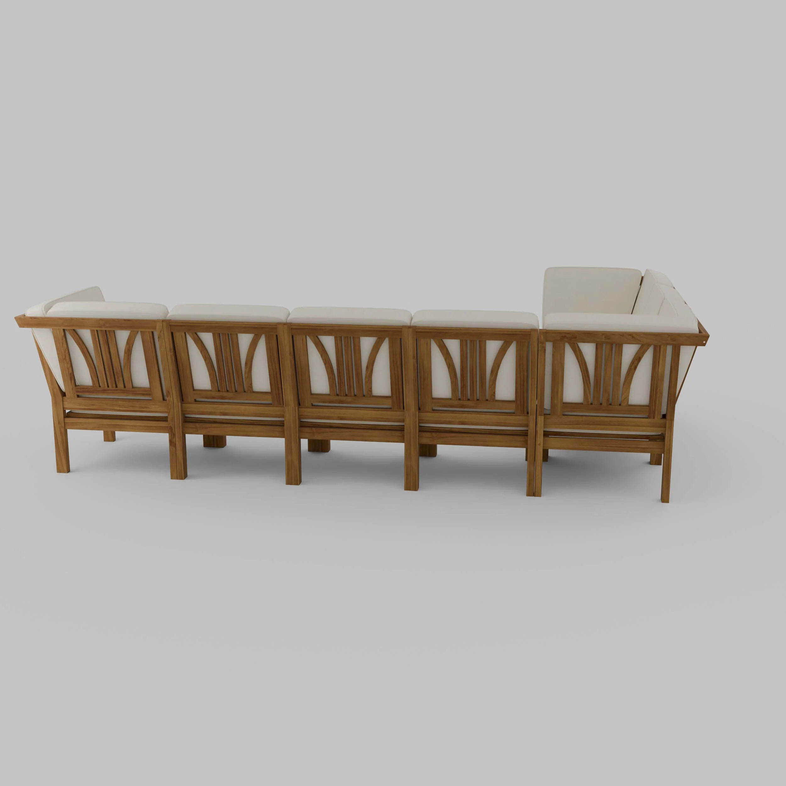 Abbington Teak Wood 8 Pieces Patio Sectional Set with Beige Cushion - Image 40