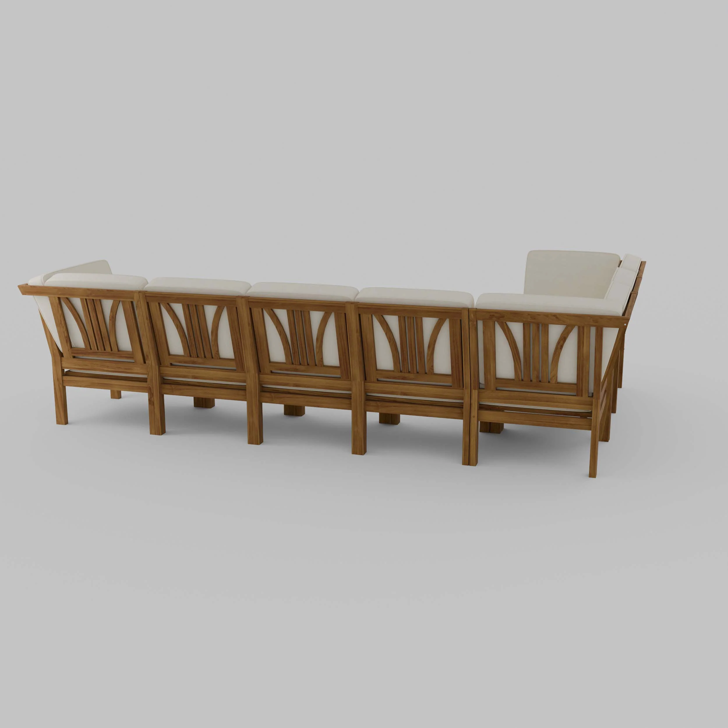 Abbington Teak Wood 8 Pieces Patio Sectional Set with Beige Cushion - Image 41
