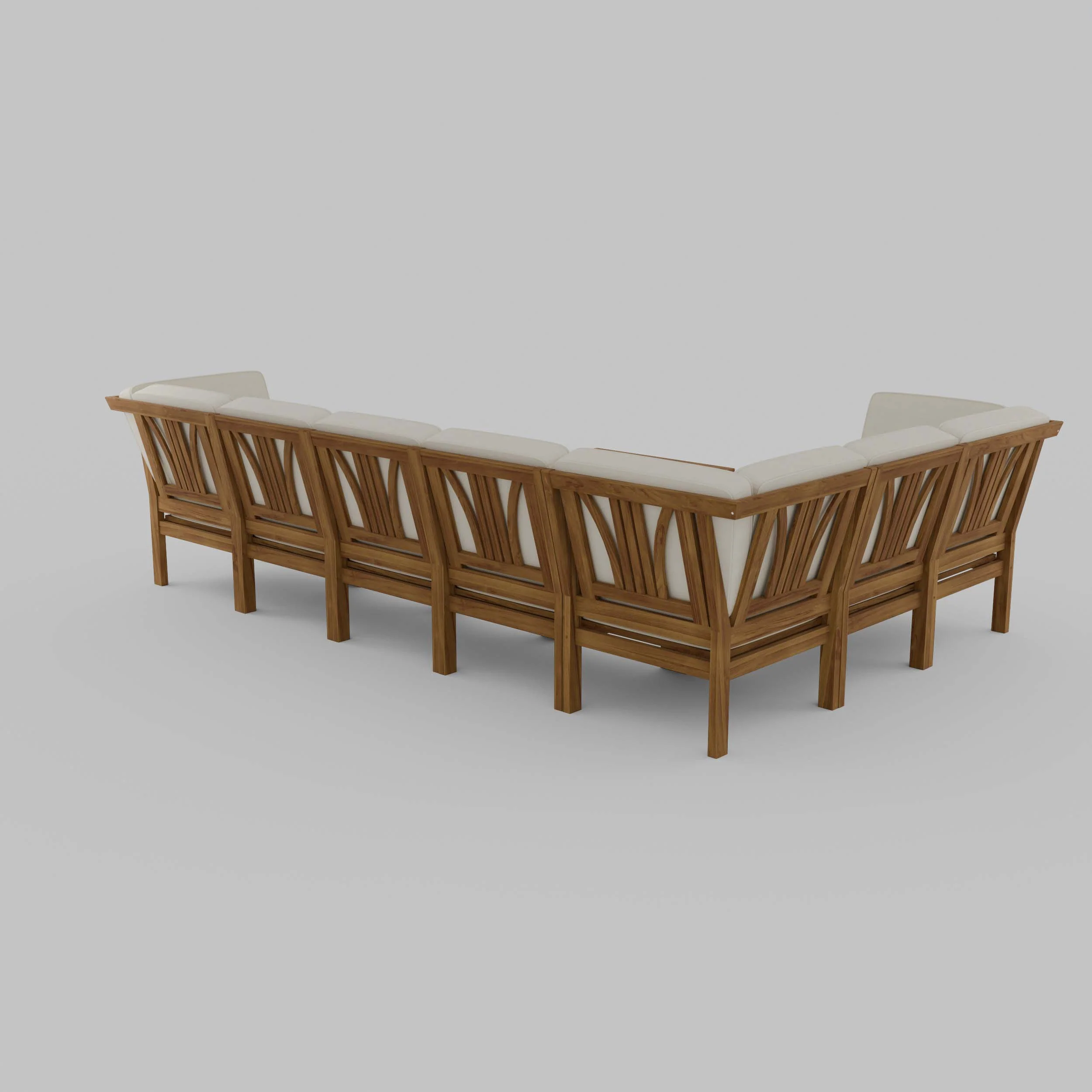 Abbington Teak Wood 8 Pieces Patio Sectional Set with Beige Cushion - Image 44
