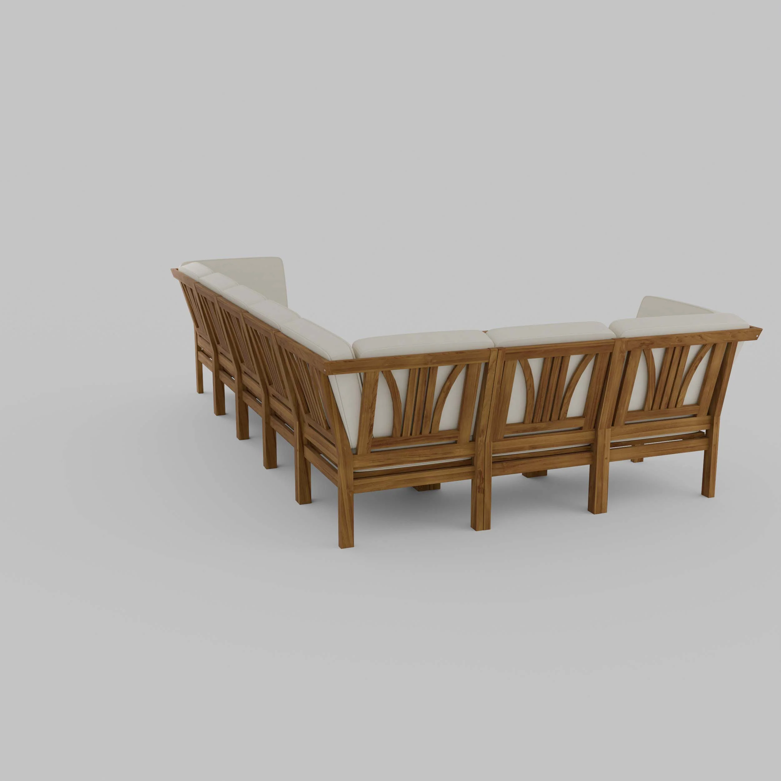 Abbington Teak Wood 8 Pieces Patio Sectional Set with Beige Cushion - Image 47