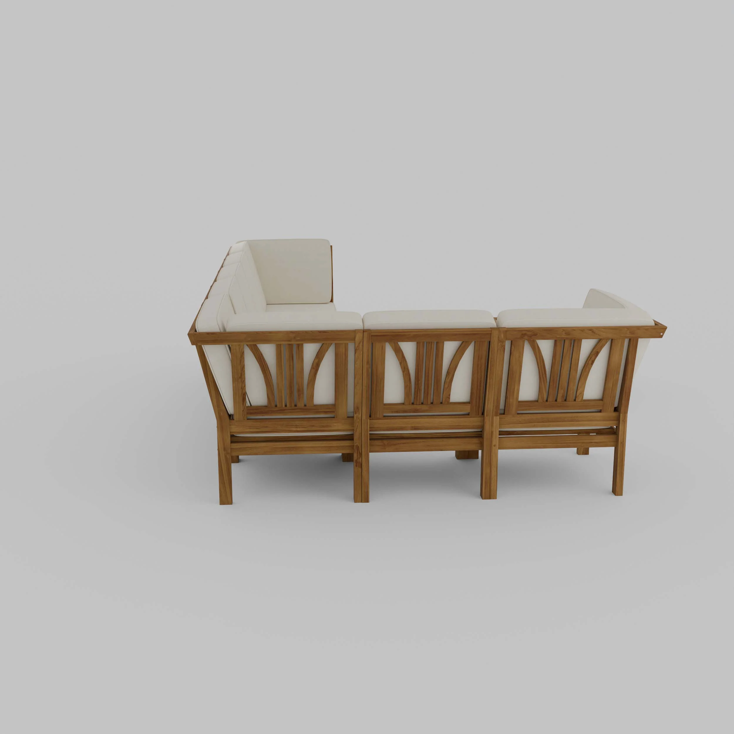 Abbington Teak Wood 8 Pieces Patio Sectional Set with Beige Cushion - Image 49