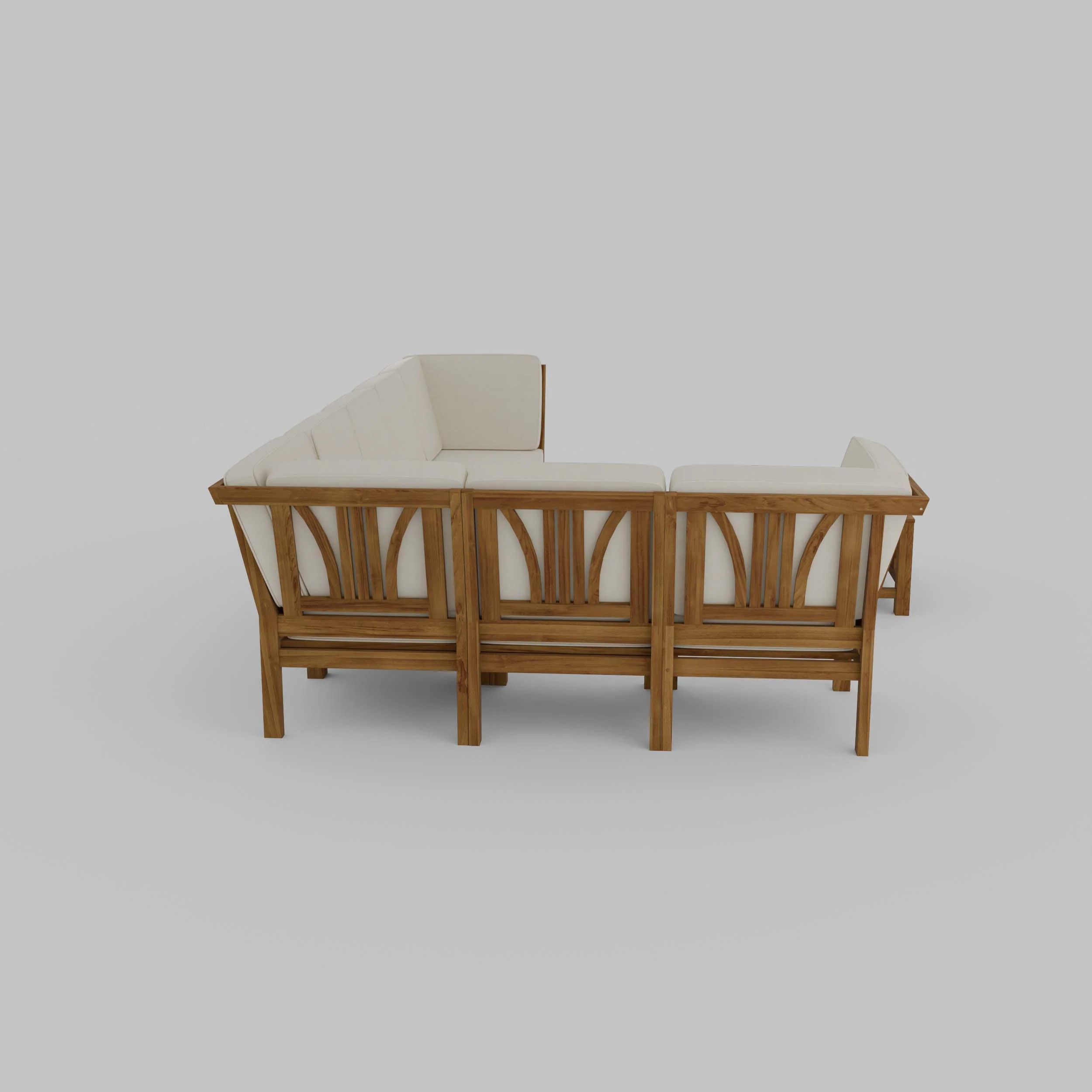 Abbington Teak Wood 8 Pieces Patio Sectional Set with Beige Cushion - Image 50