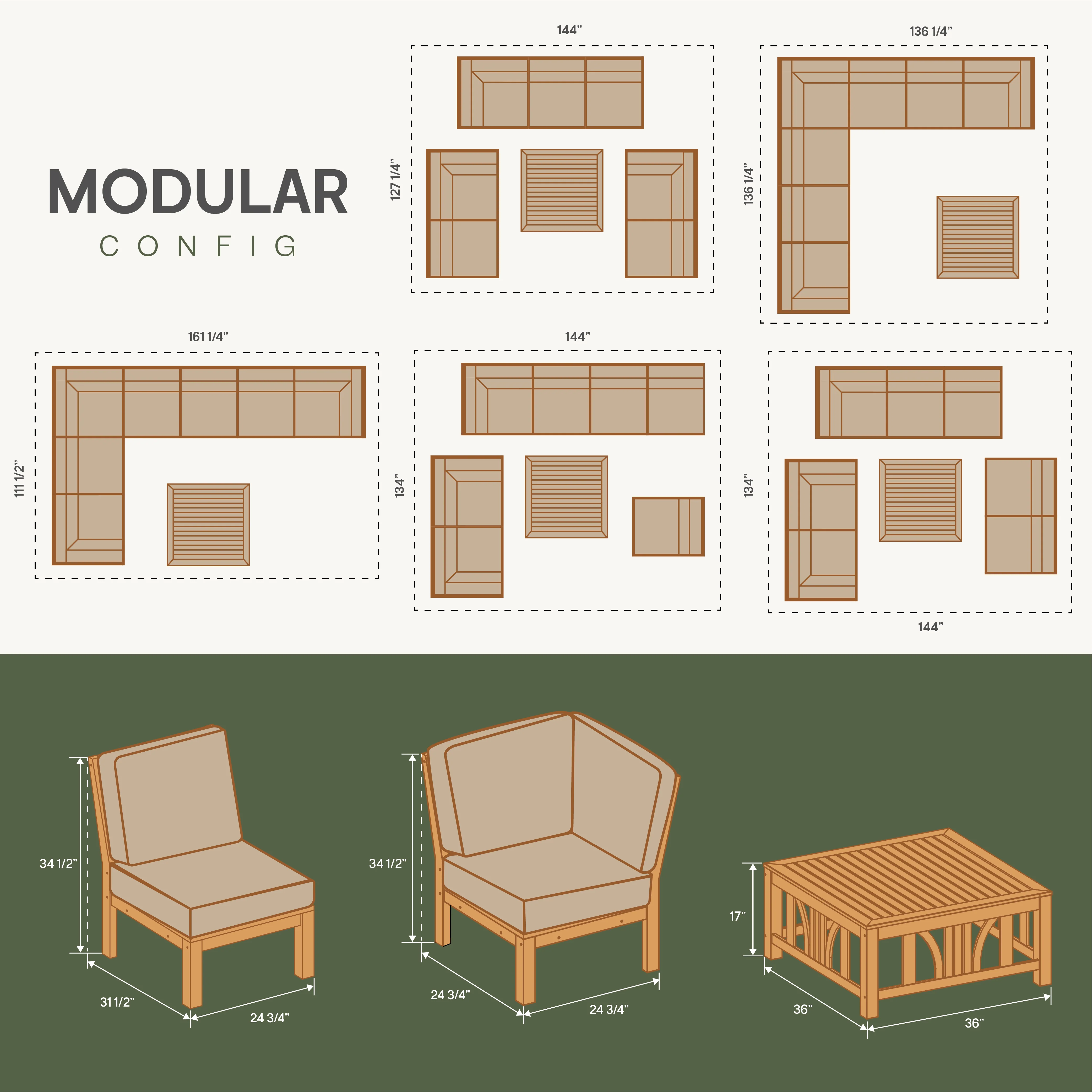 Abbington Teak Wood 8 Pieces Patio Sectional Set with Gray Cushion - Image 6