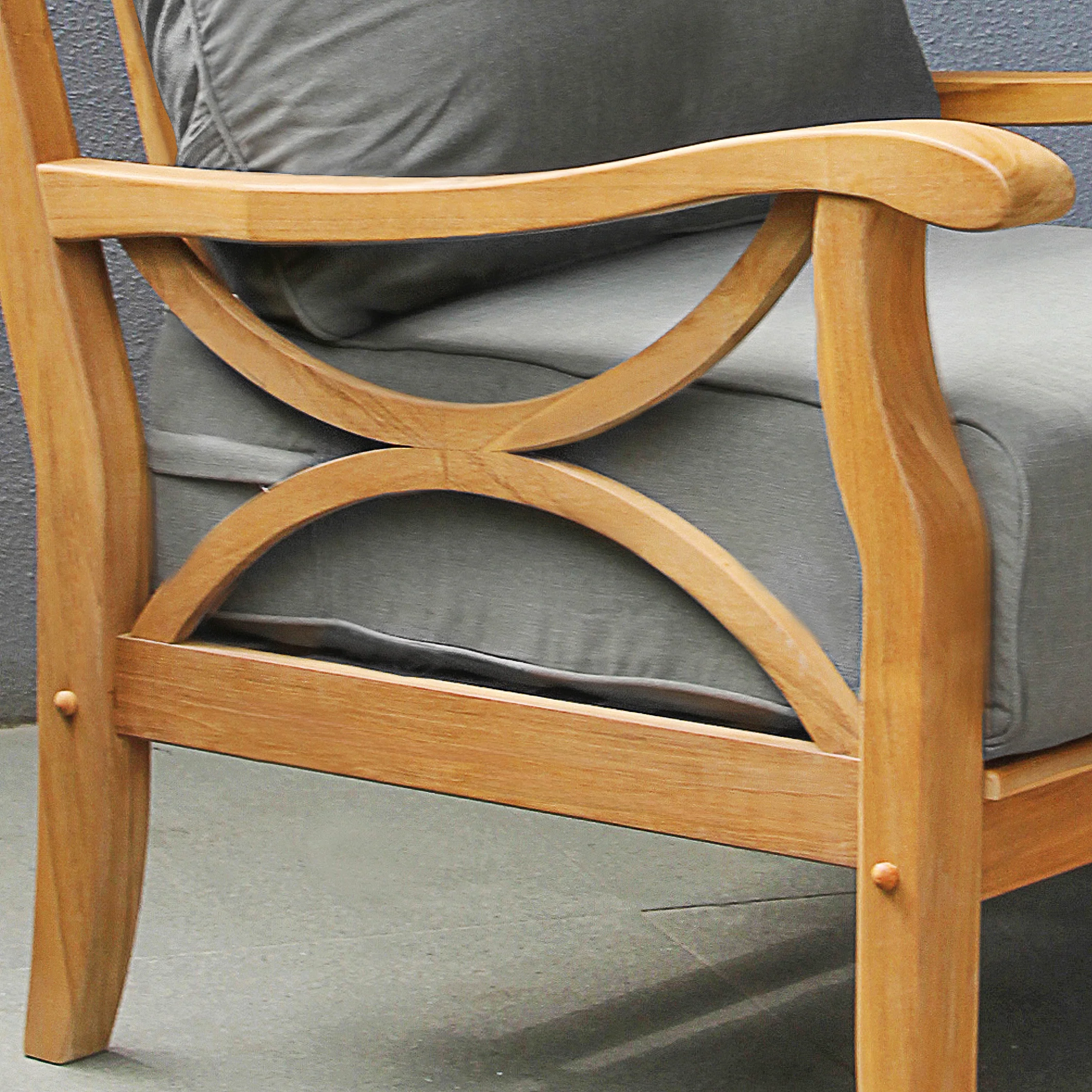 Abbington Teak Wood Outdoor Lounge Chair with Gray Cushion - Image 7
