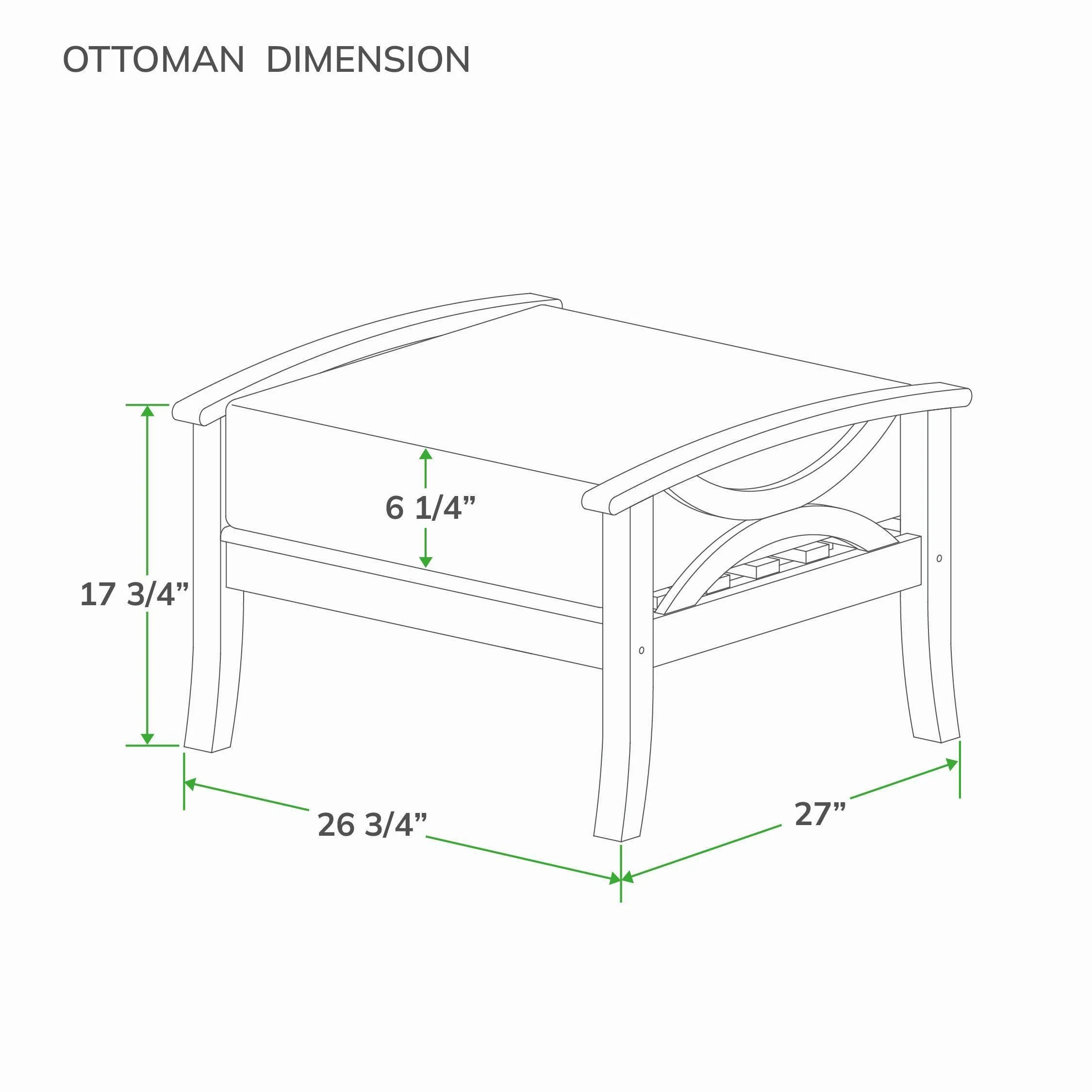 Abbington Teak Wood Outdoor Ottoman with Beige Cushion - Image 8