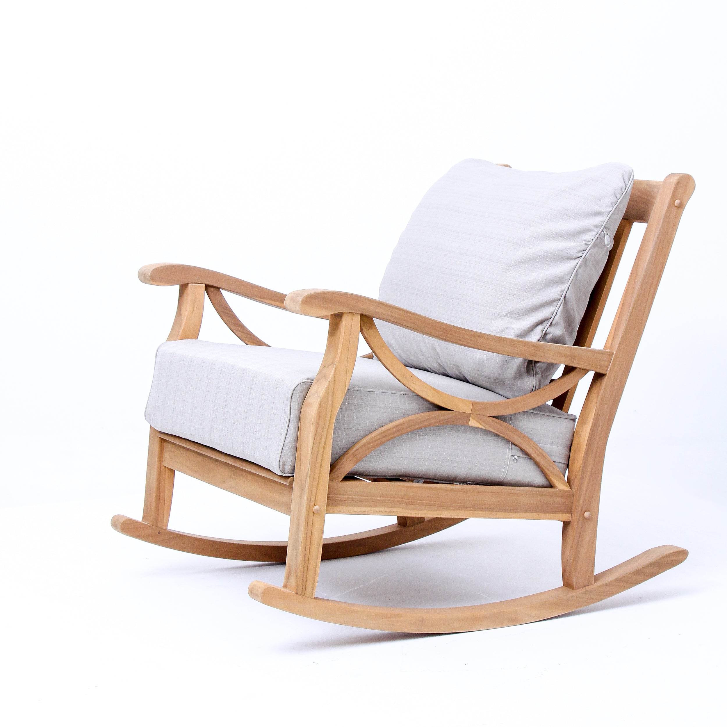 Abbington Teak Wood Outdoor Rocking Chair with Beige Cushion - Image 22