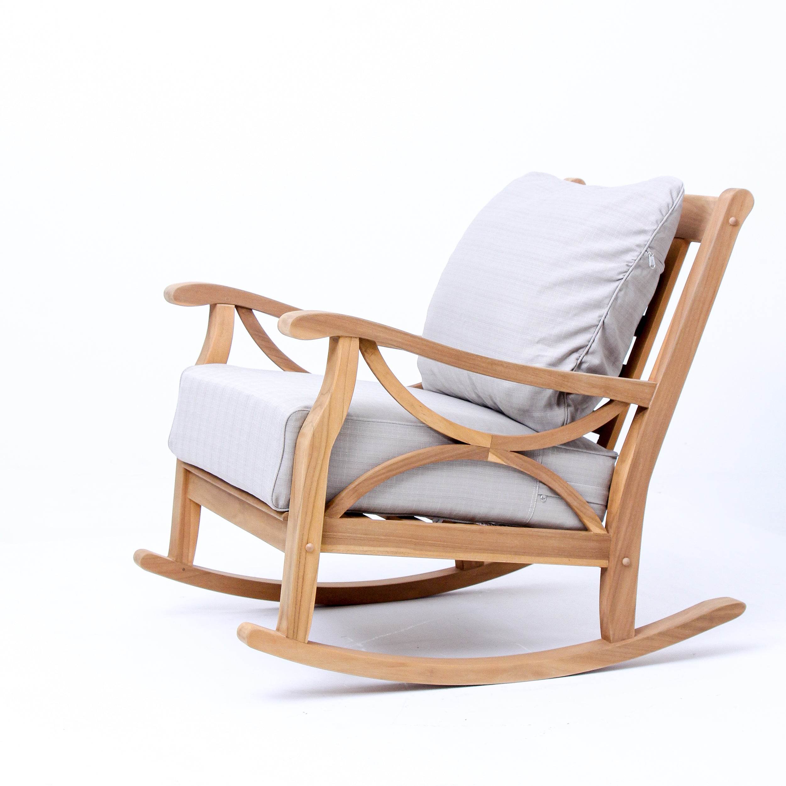 Abbington Teak Wood Outdoor Rocking Chair with Beige Cushion - Image 23