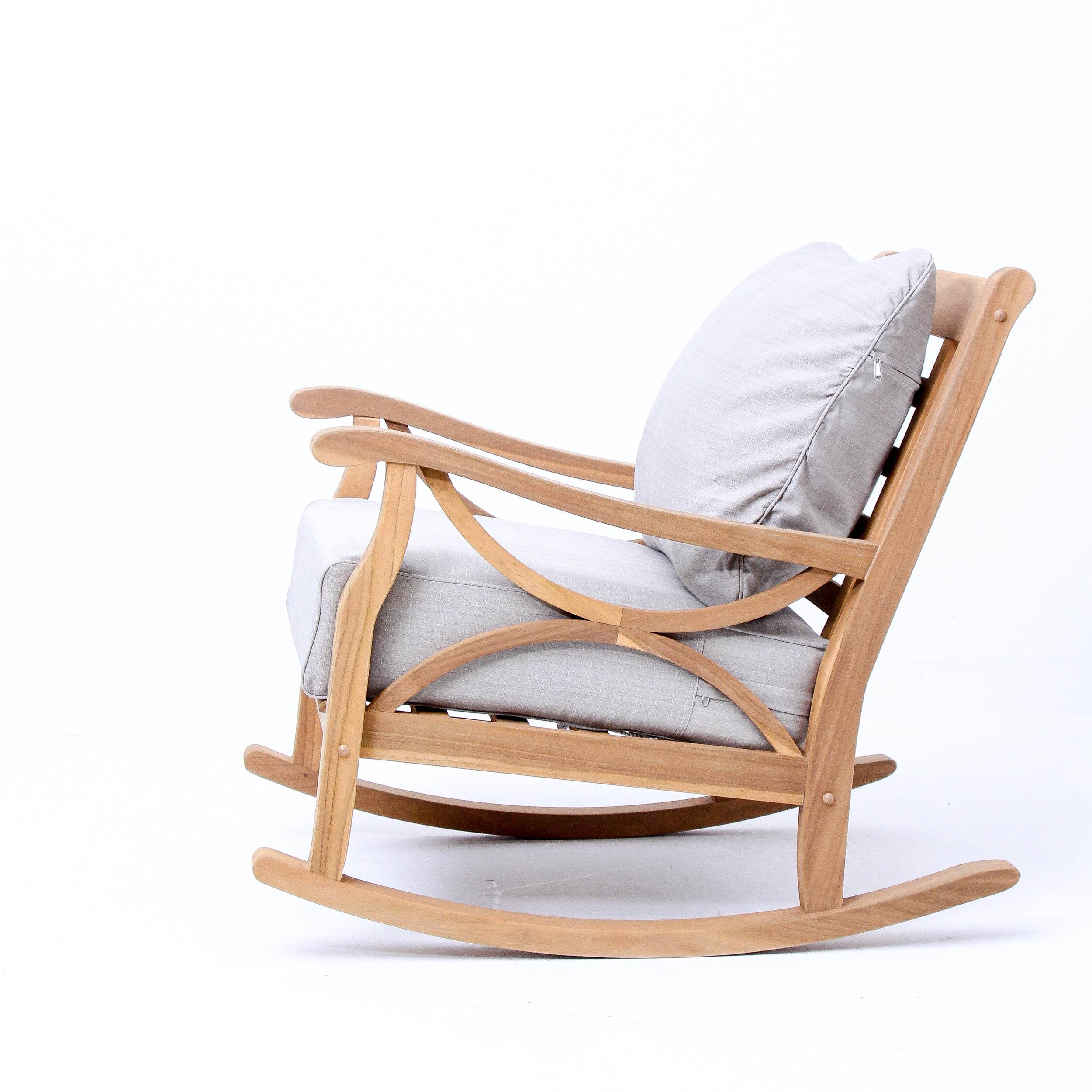 Abbington Teak Wood Outdoor Rocking Chair with Beige Cushion - Image 25