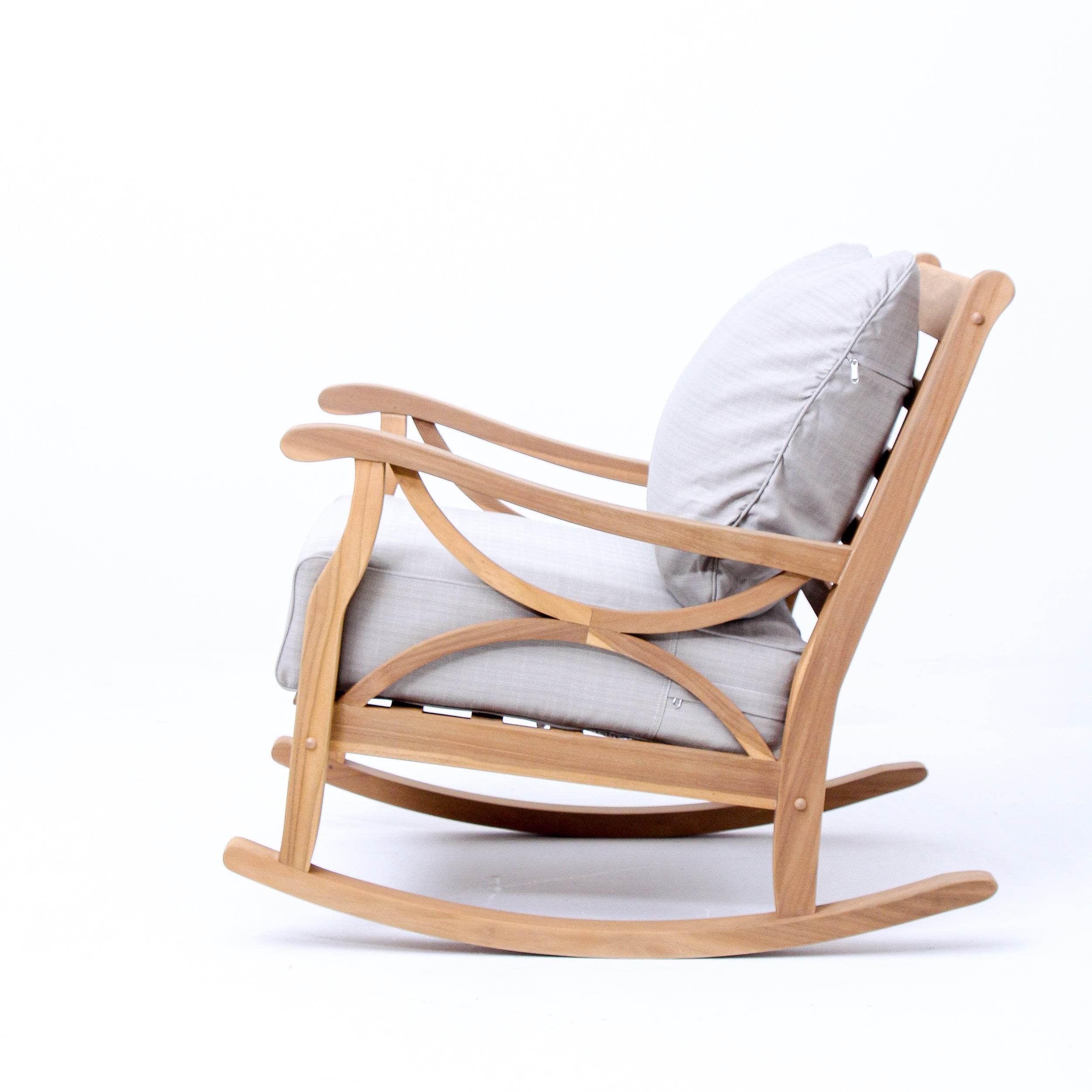 Abbington Teak Wood Outdoor Rocking Chair with Beige Cushion - Image 26