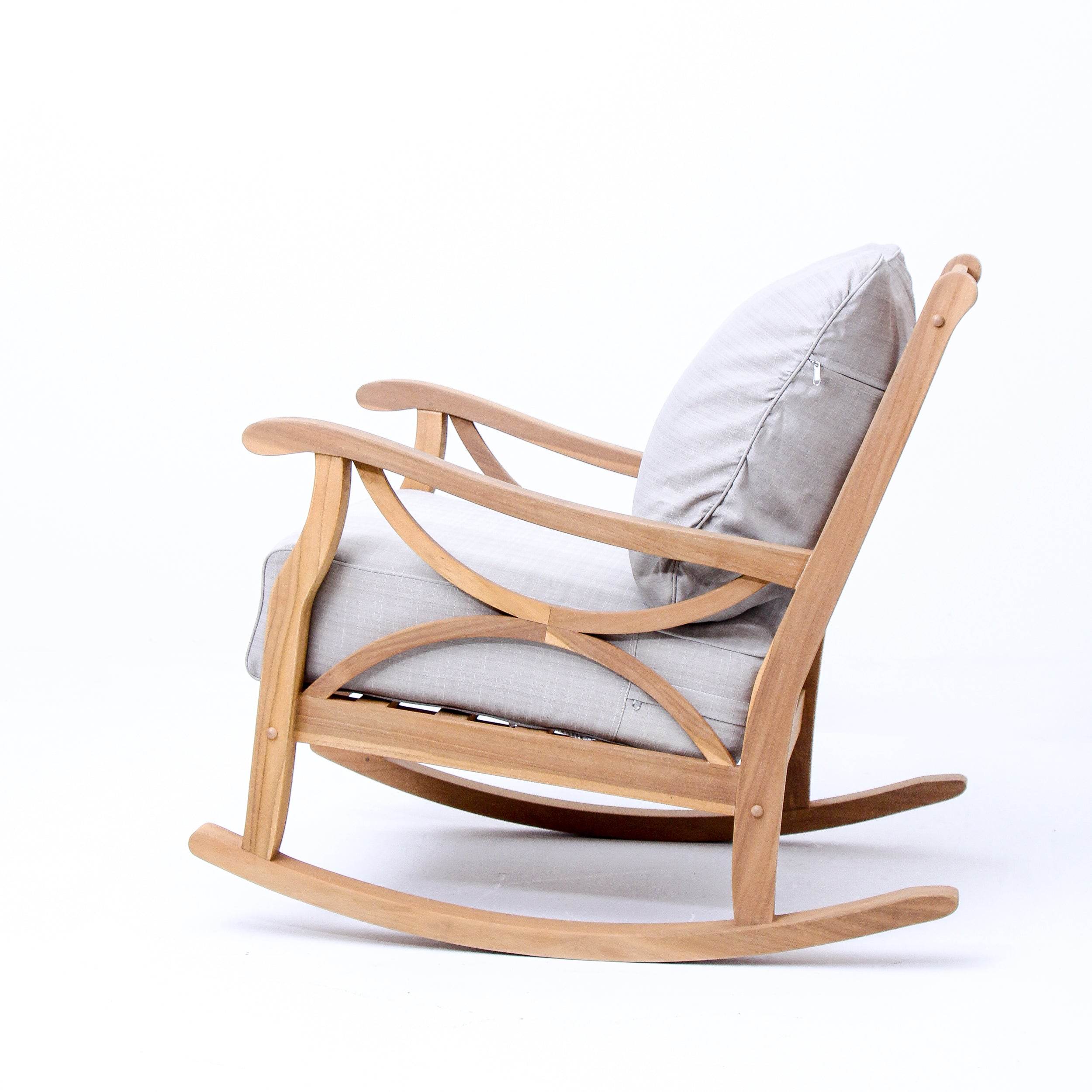 Abbington Teak Wood Outdoor Rocking Chair with Beige Cushion - Image 27
