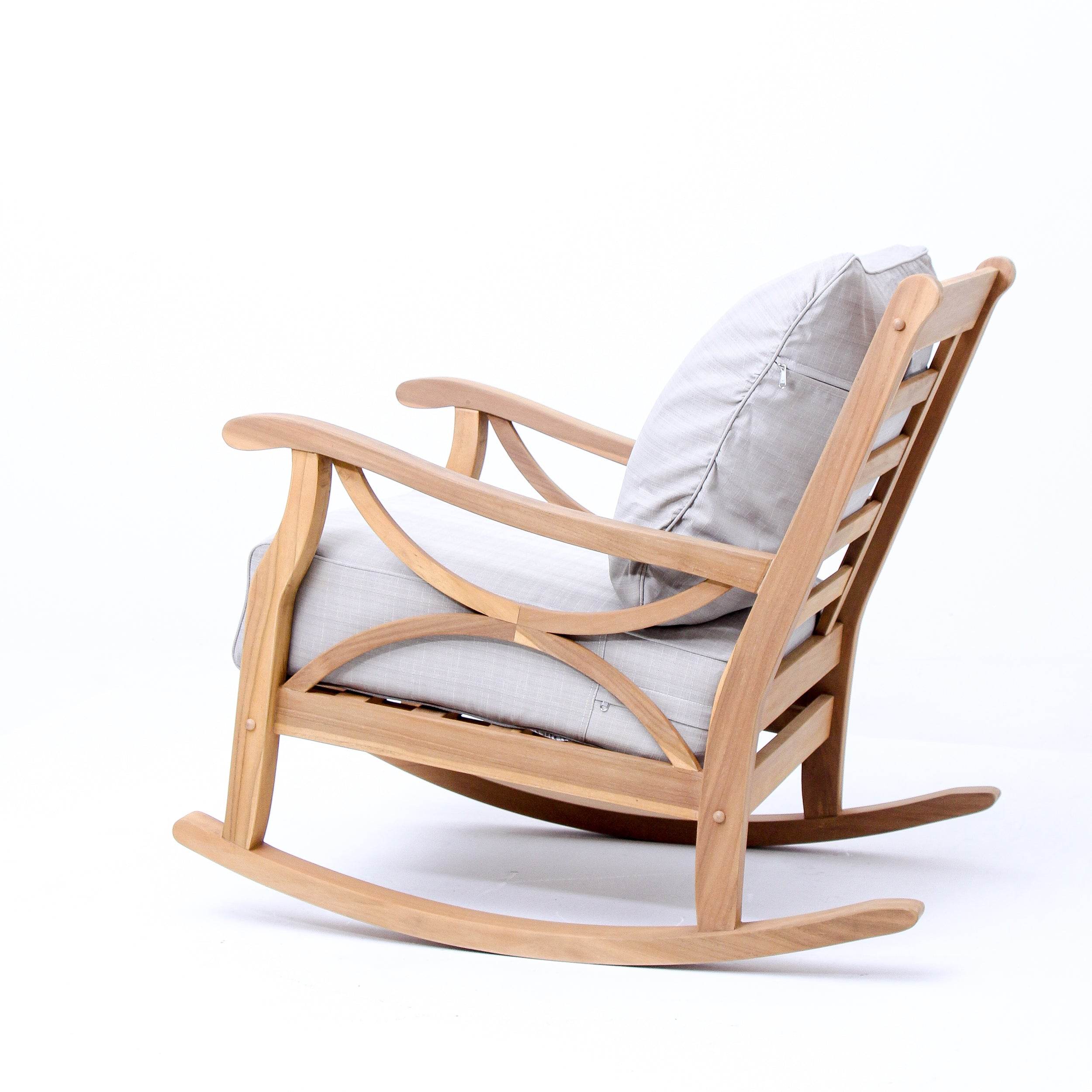 Abbington Teak Wood Outdoor Rocking Chair with Beige Cushion - Image 28