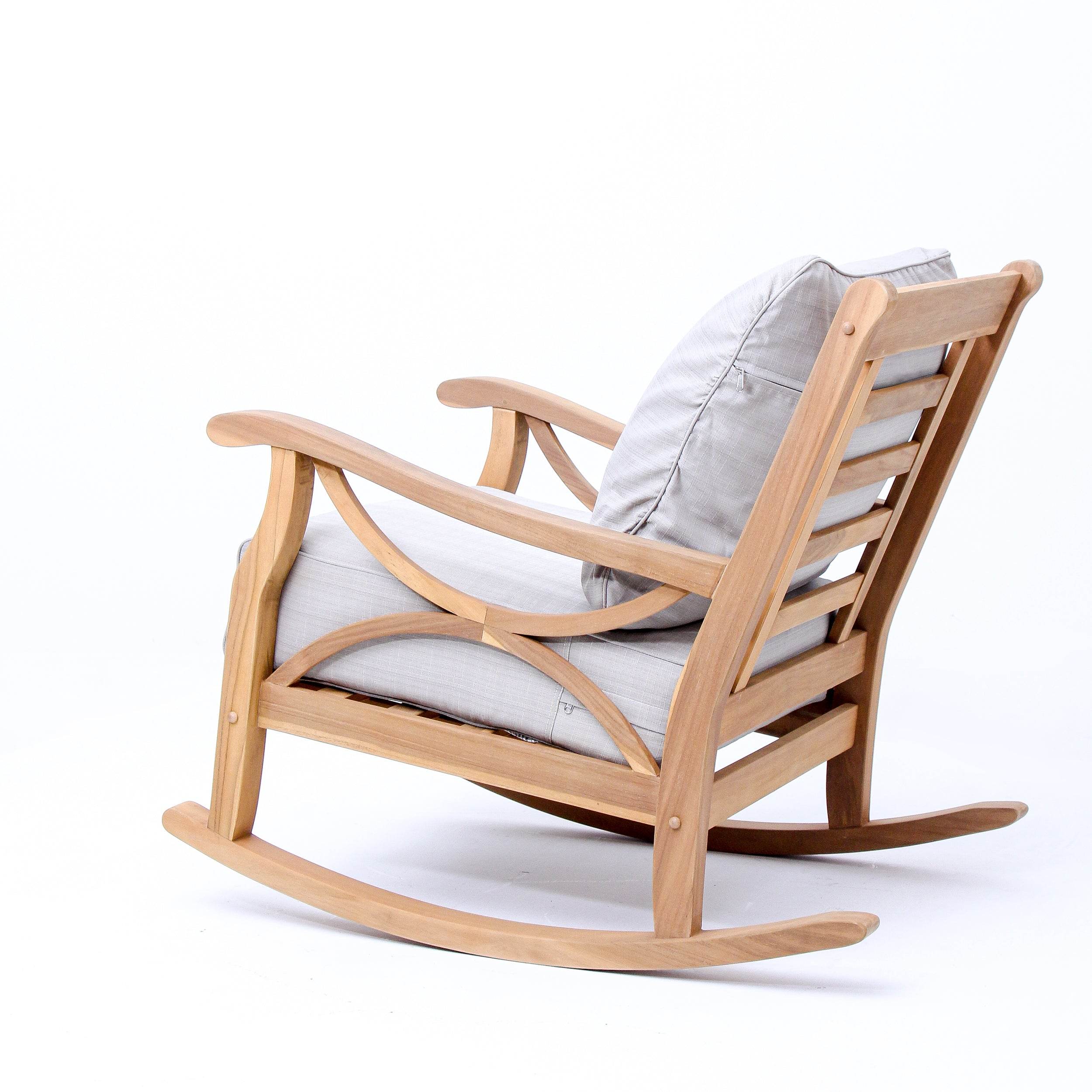 Abbington Teak Wood Outdoor Rocking Chair with Beige Cushion - Image 29