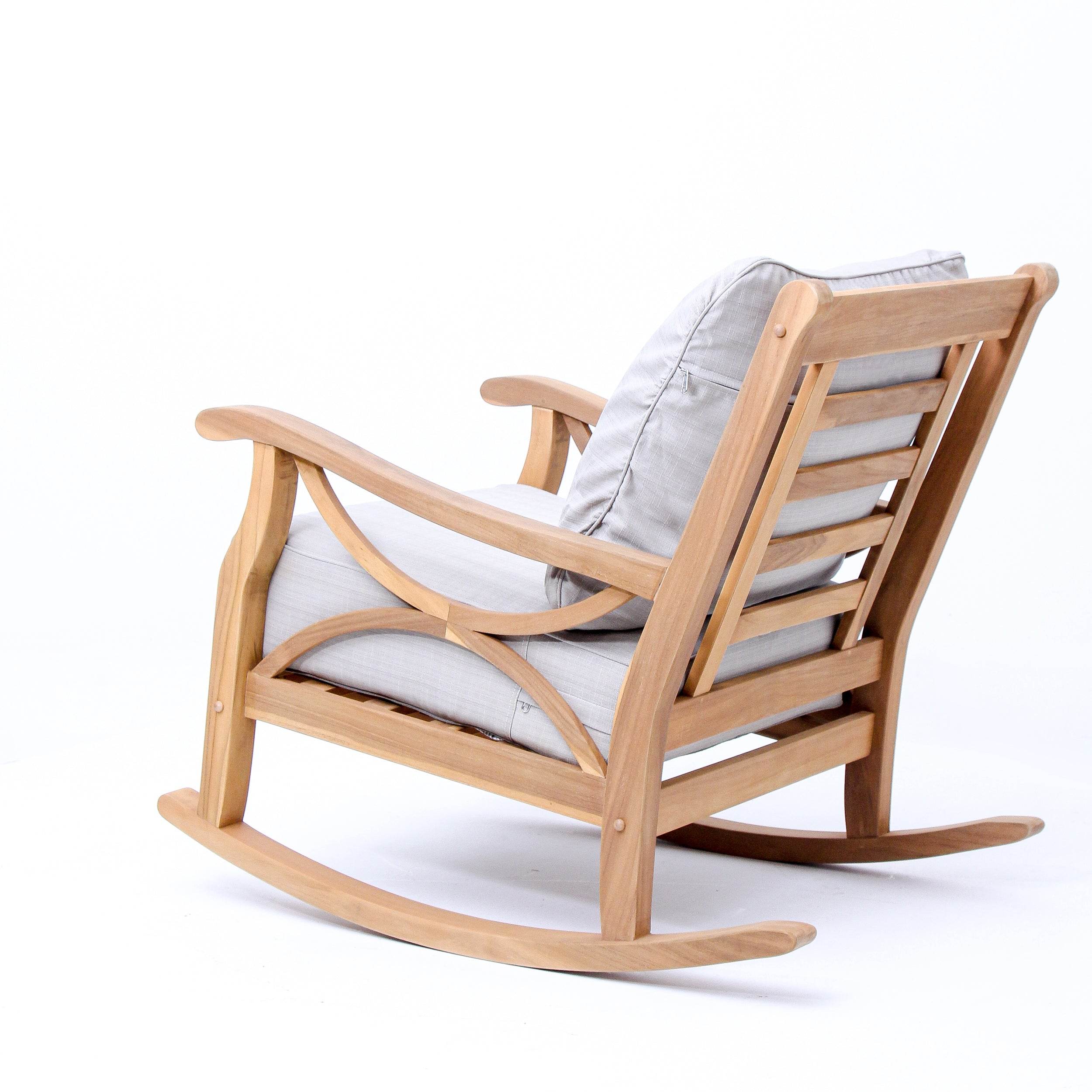 Abbington Teak Wood Outdoor Rocking Chair with Beige Cushion - Image 30