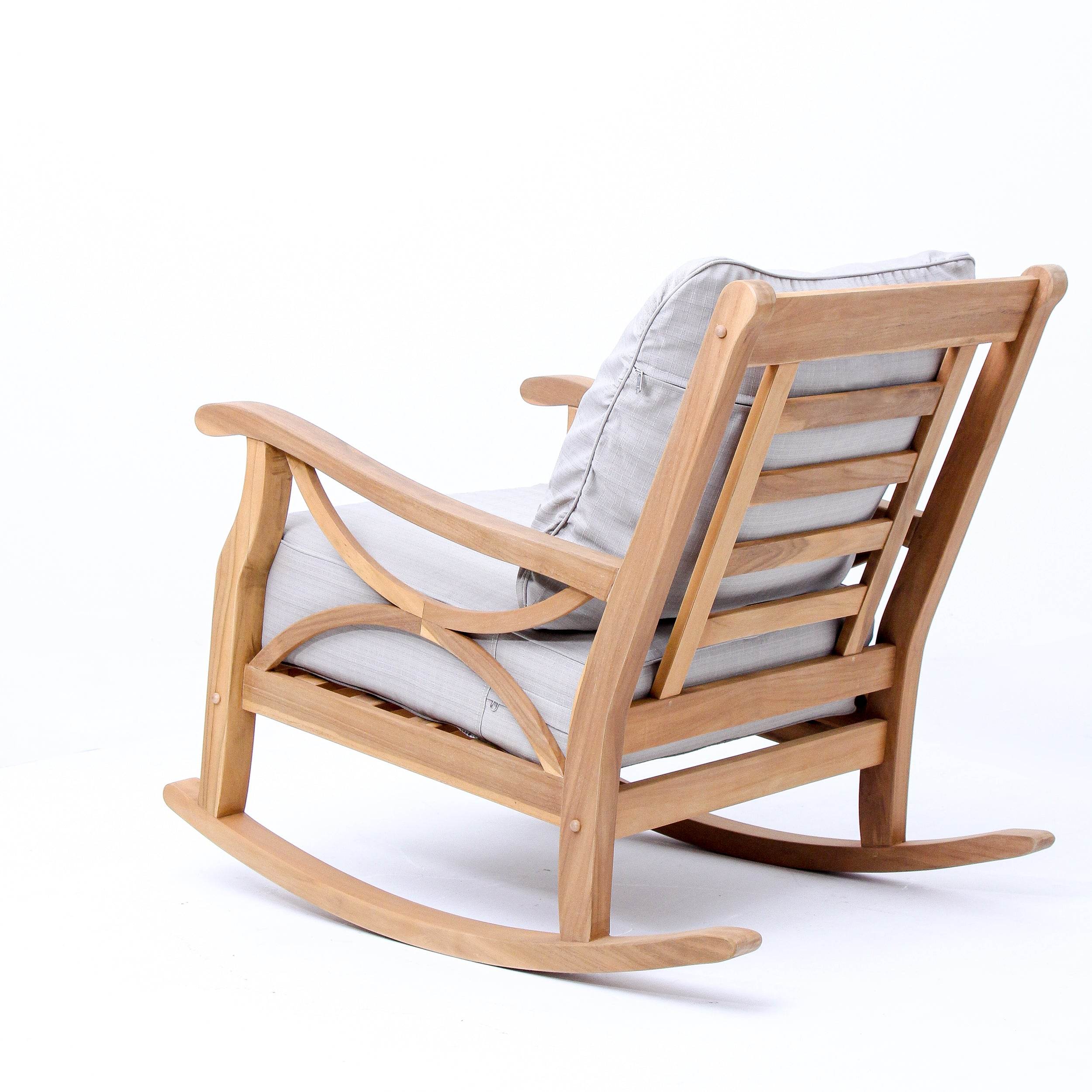 Abbington Teak Wood Outdoor Rocking Chair with Beige Cushion - Image 31