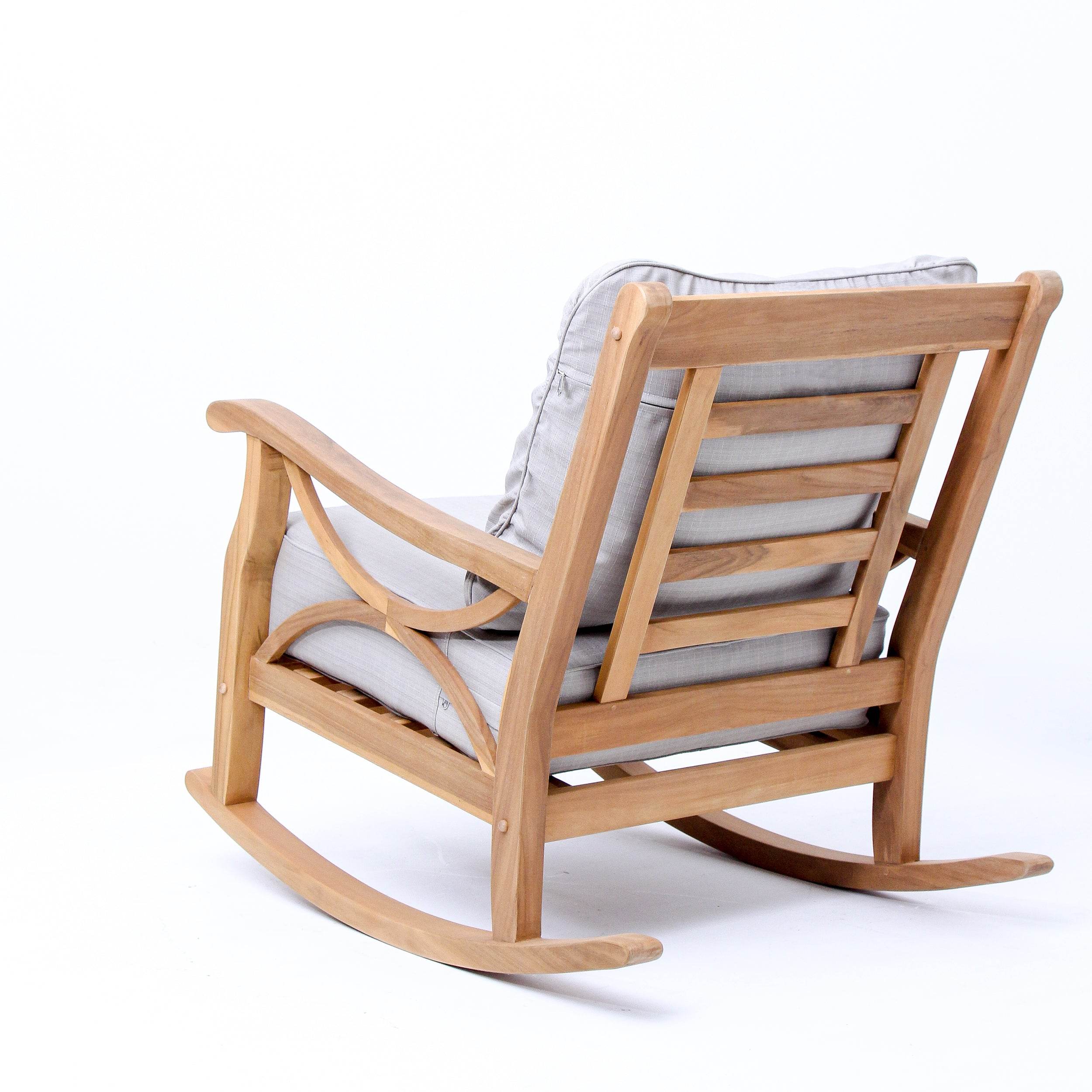 Abbington Teak Wood Outdoor Rocking Chair with Beige Cushion - Image 32