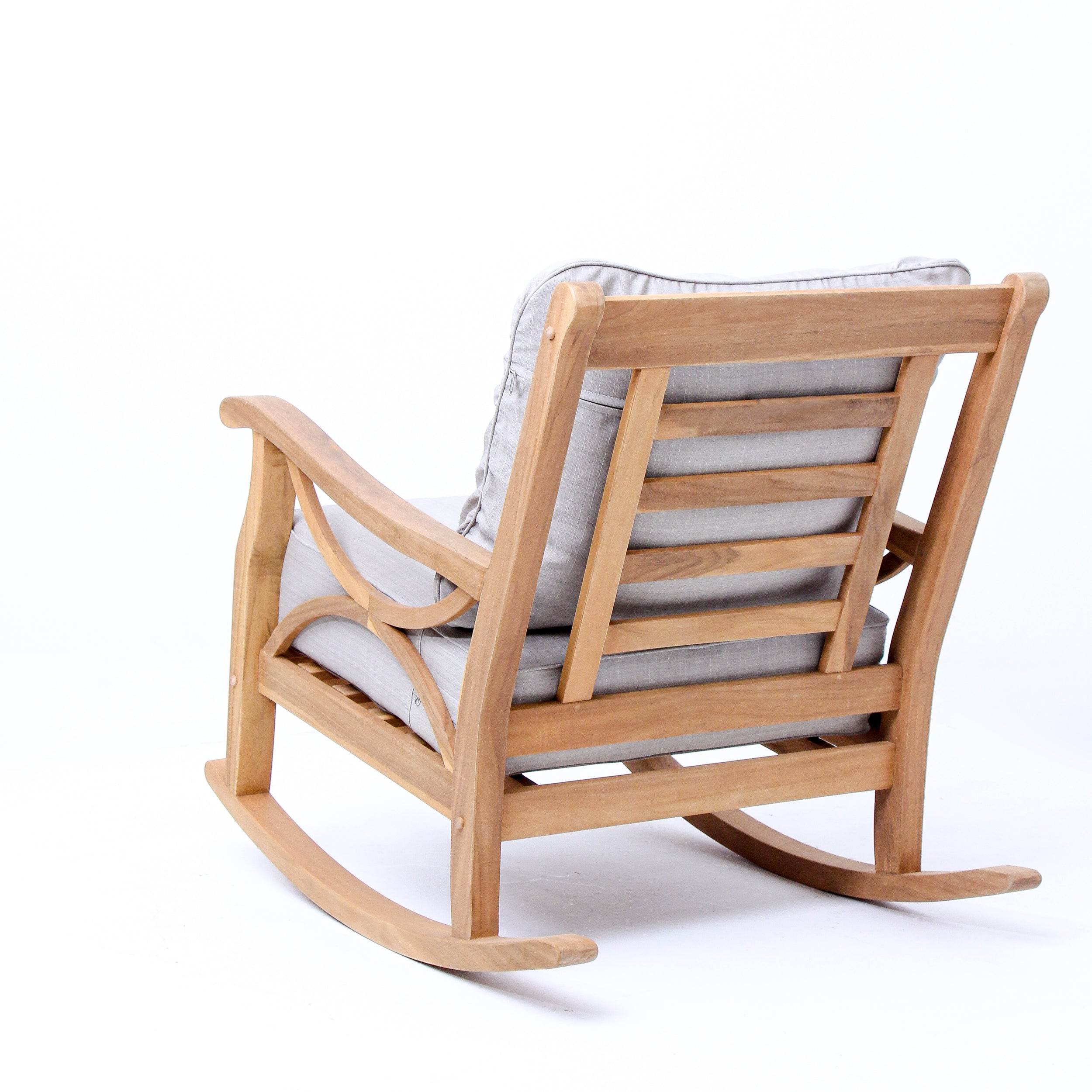 Abbington Teak Wood Outdoor Rocking Chair with Beige Cushion - Image 33