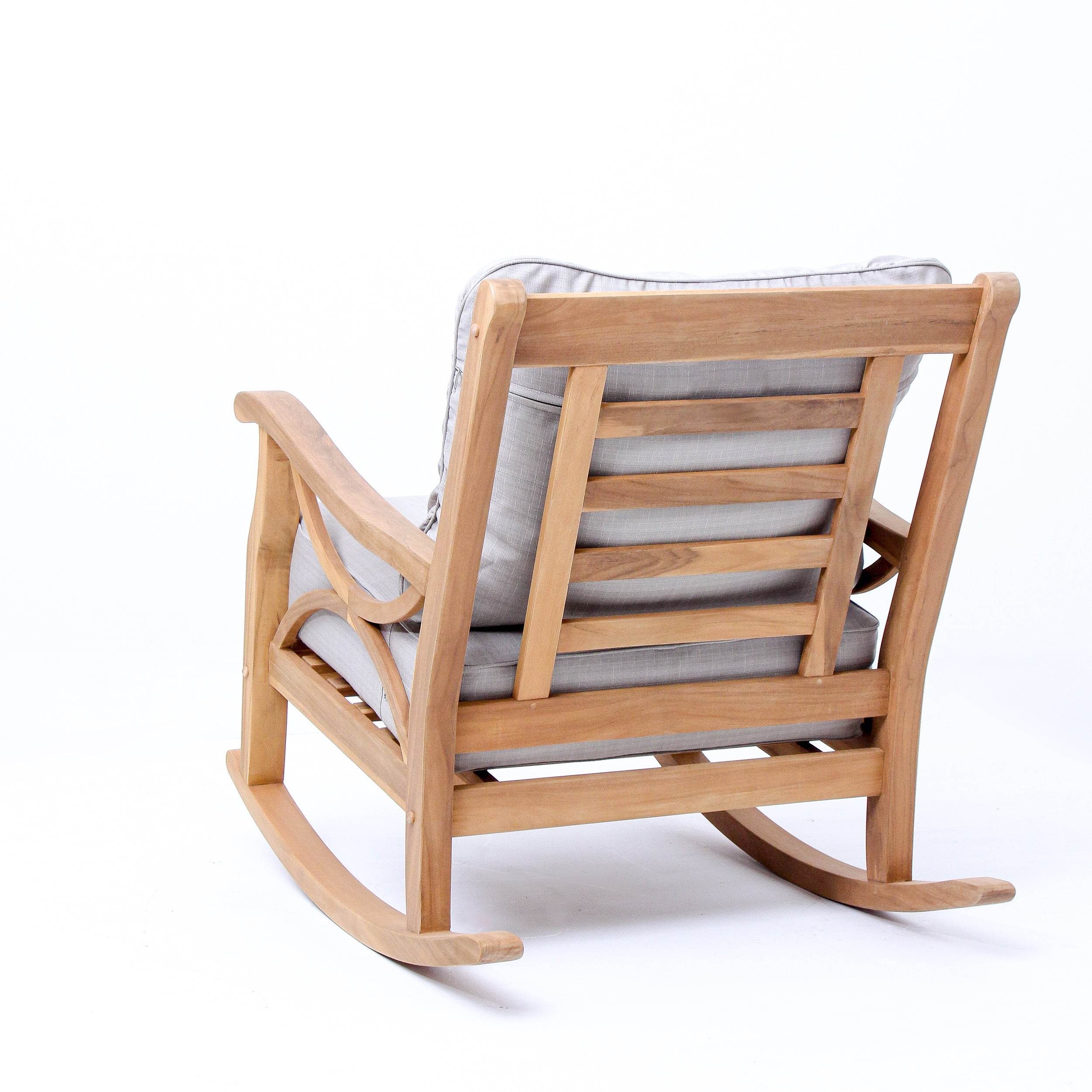 Abbington Teak Wood Outdoor Rocking Chair with Beige Cushion - Image 34