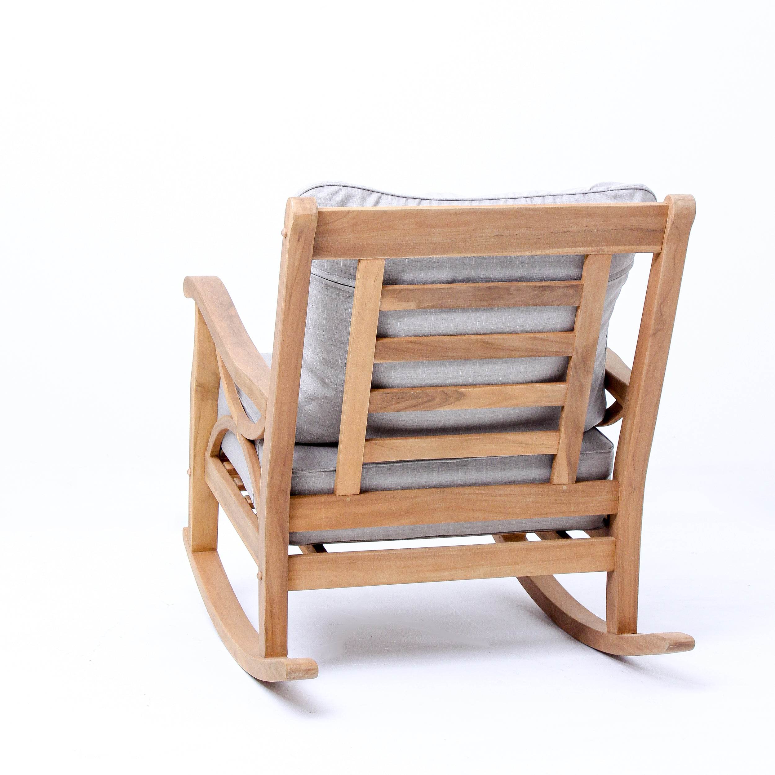 Abbington Teak Wood Outdoor Rocking Chair with Beige Cushion - Image 35
