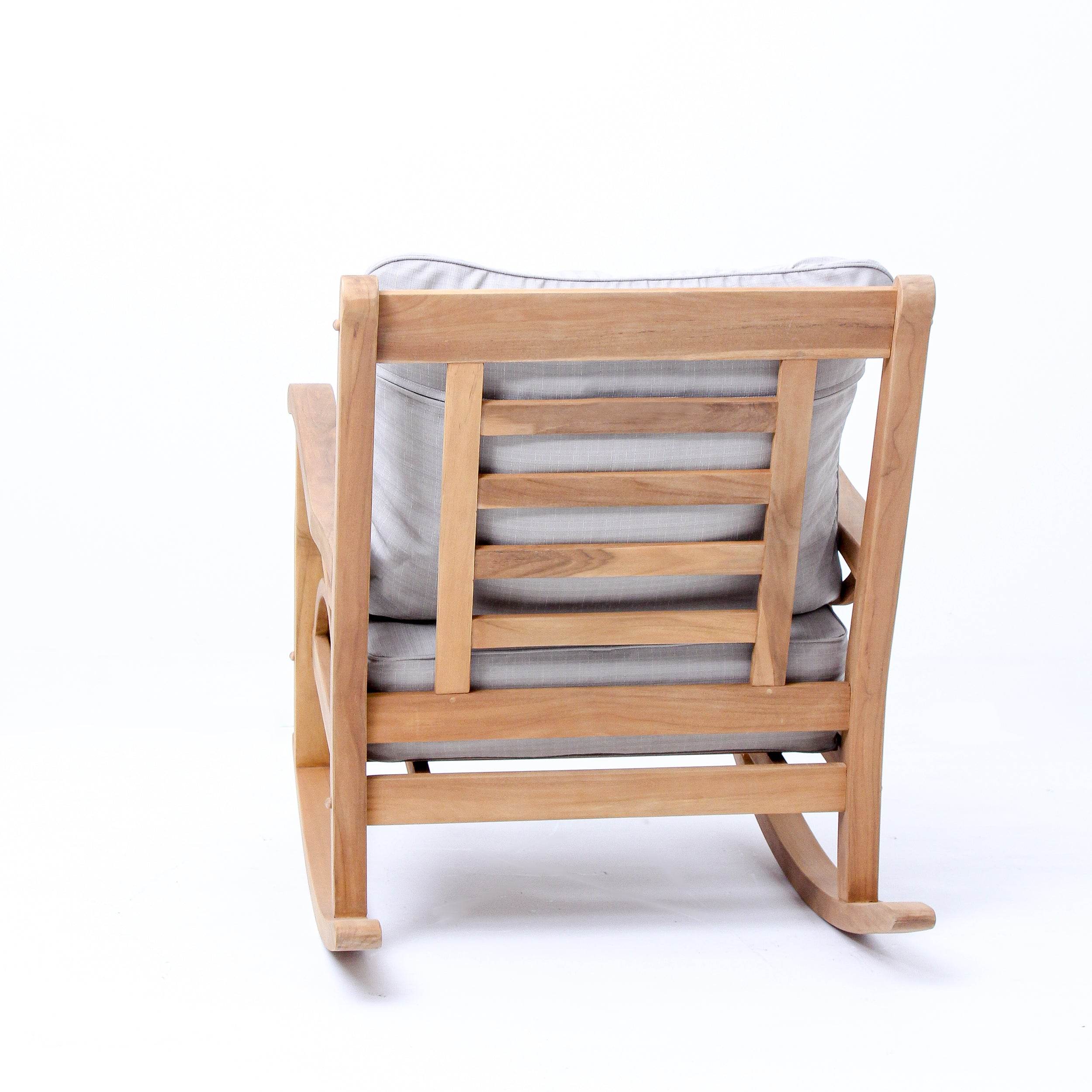 Abbington Teak Wood Outdoor Rocking Chair with Beige Cushion - Image 36