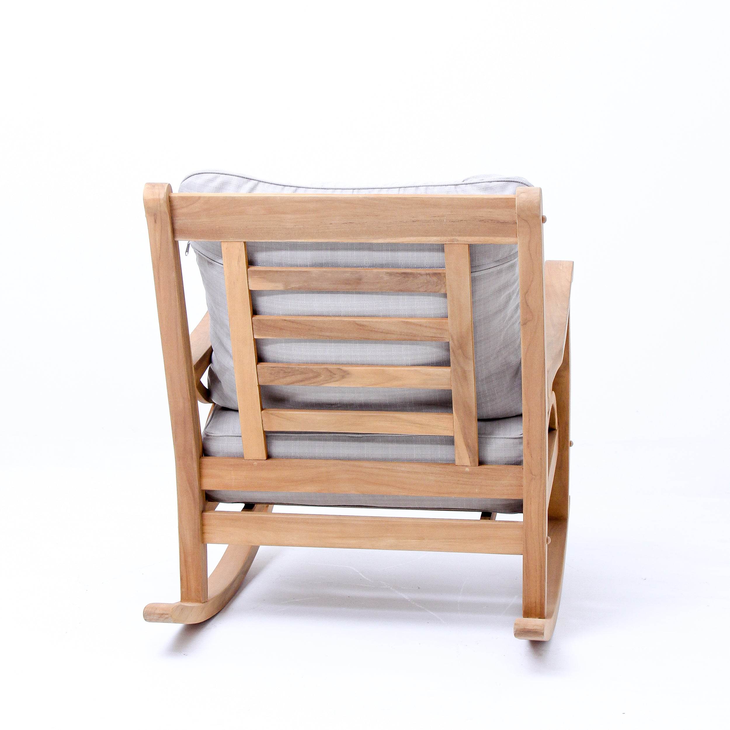 Abbington Teak Wood Outdoor Rocking Chair with Beige Cushion - Image 38