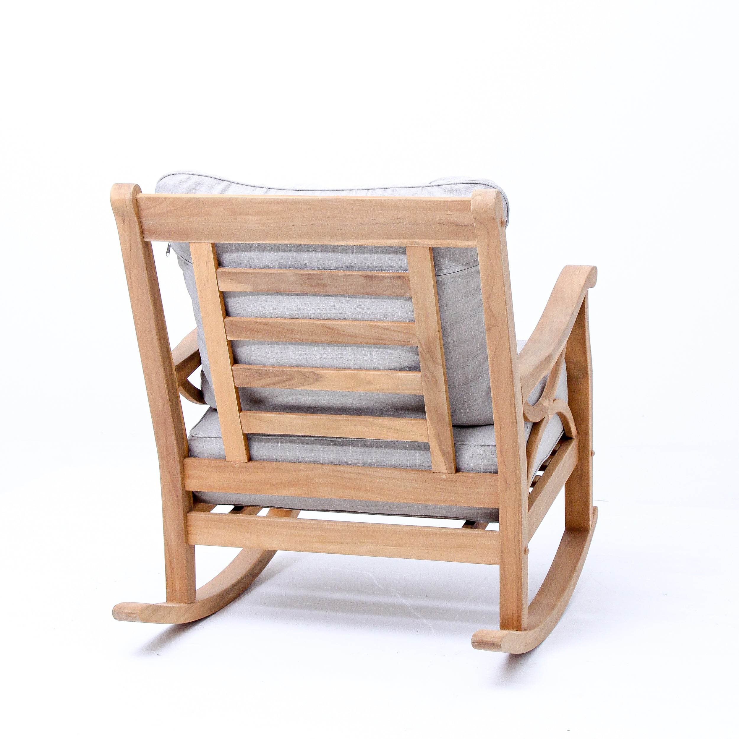 Abbington Teak Wood Outdoor Rocking Chair with Beige Cushion - Image 39