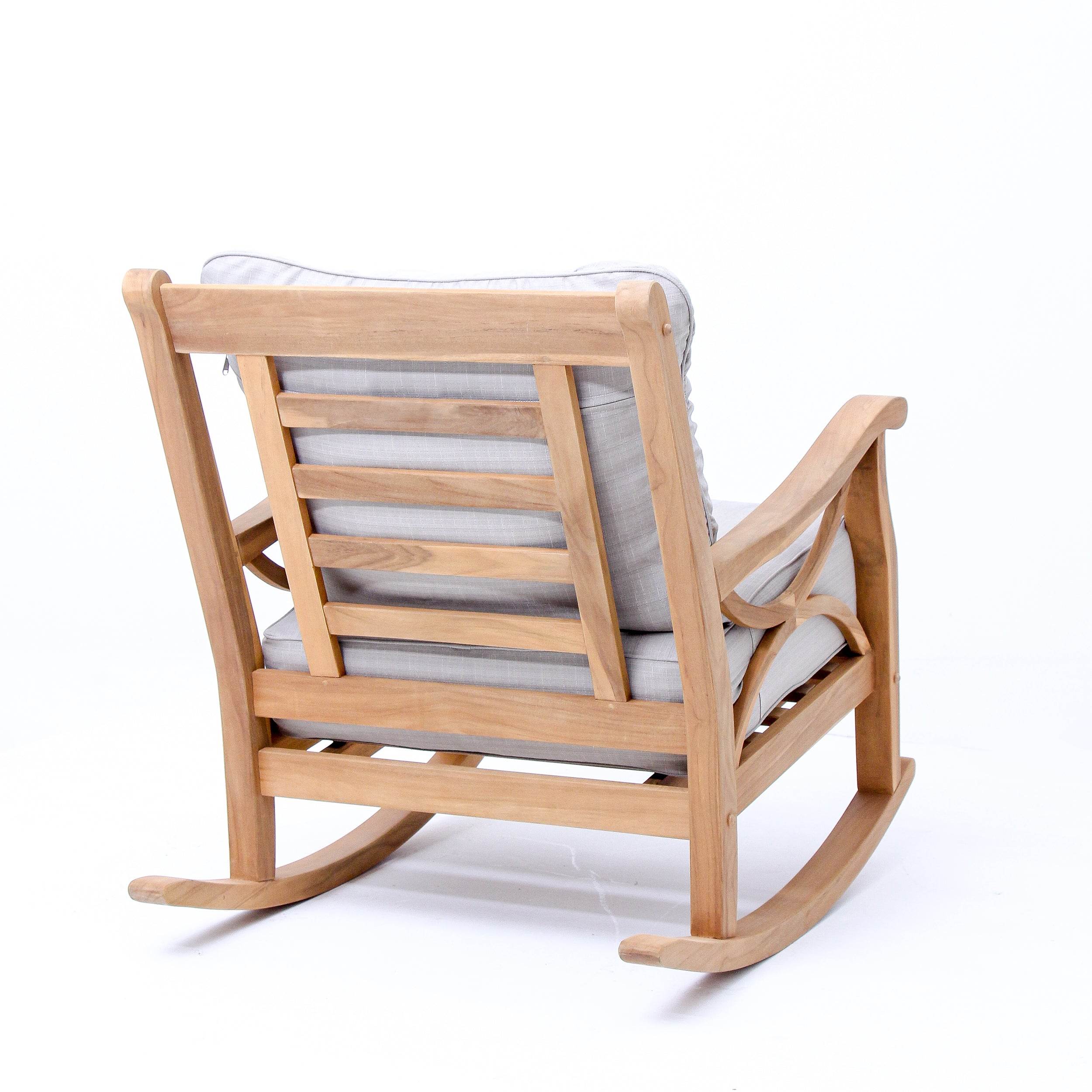 Abbington Teak Wood Outdoor Rocking Chair with Beige Cushion - Image 40