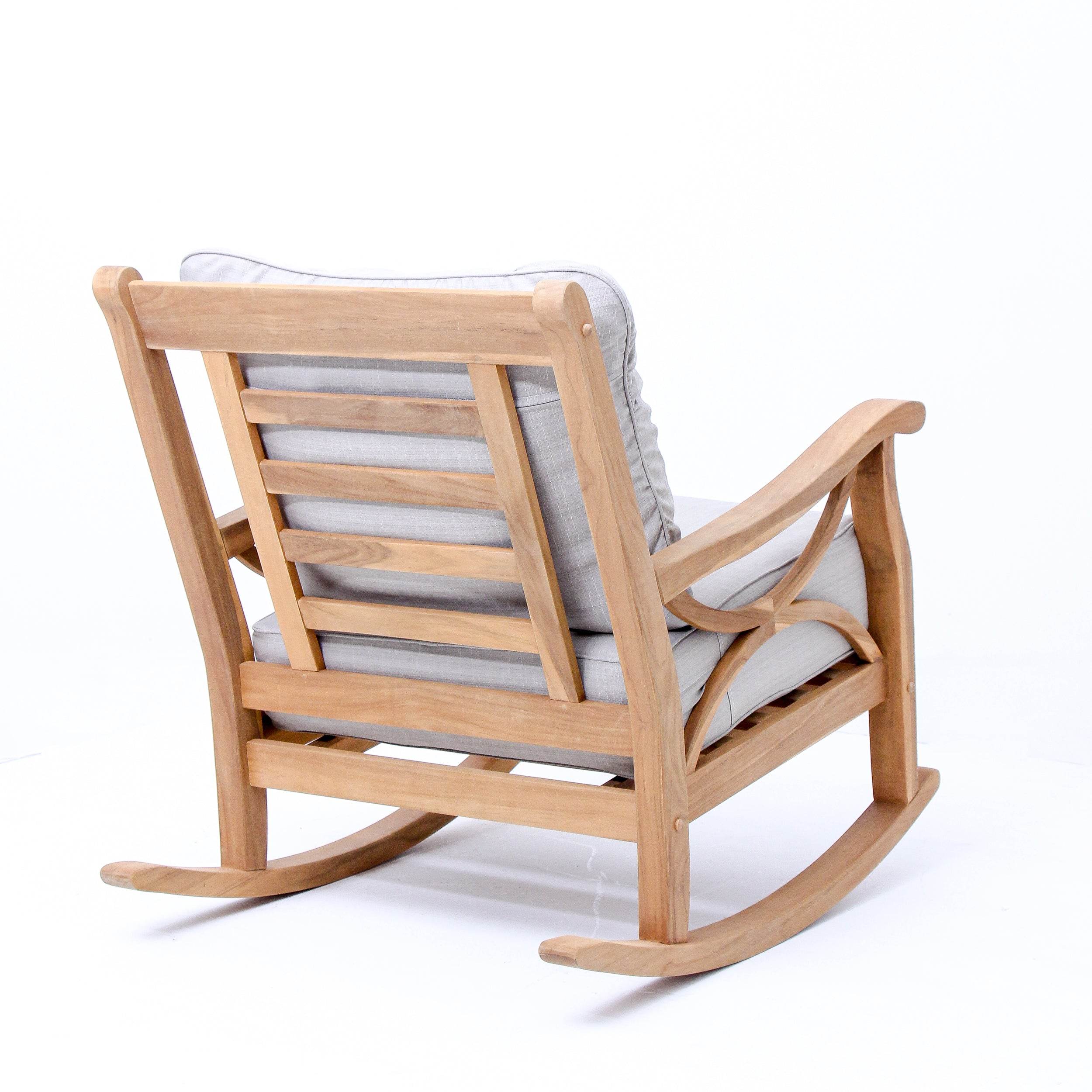 Abbington Teak Wood Outdoor Rocking Chair with Beige Cushion - Image 41