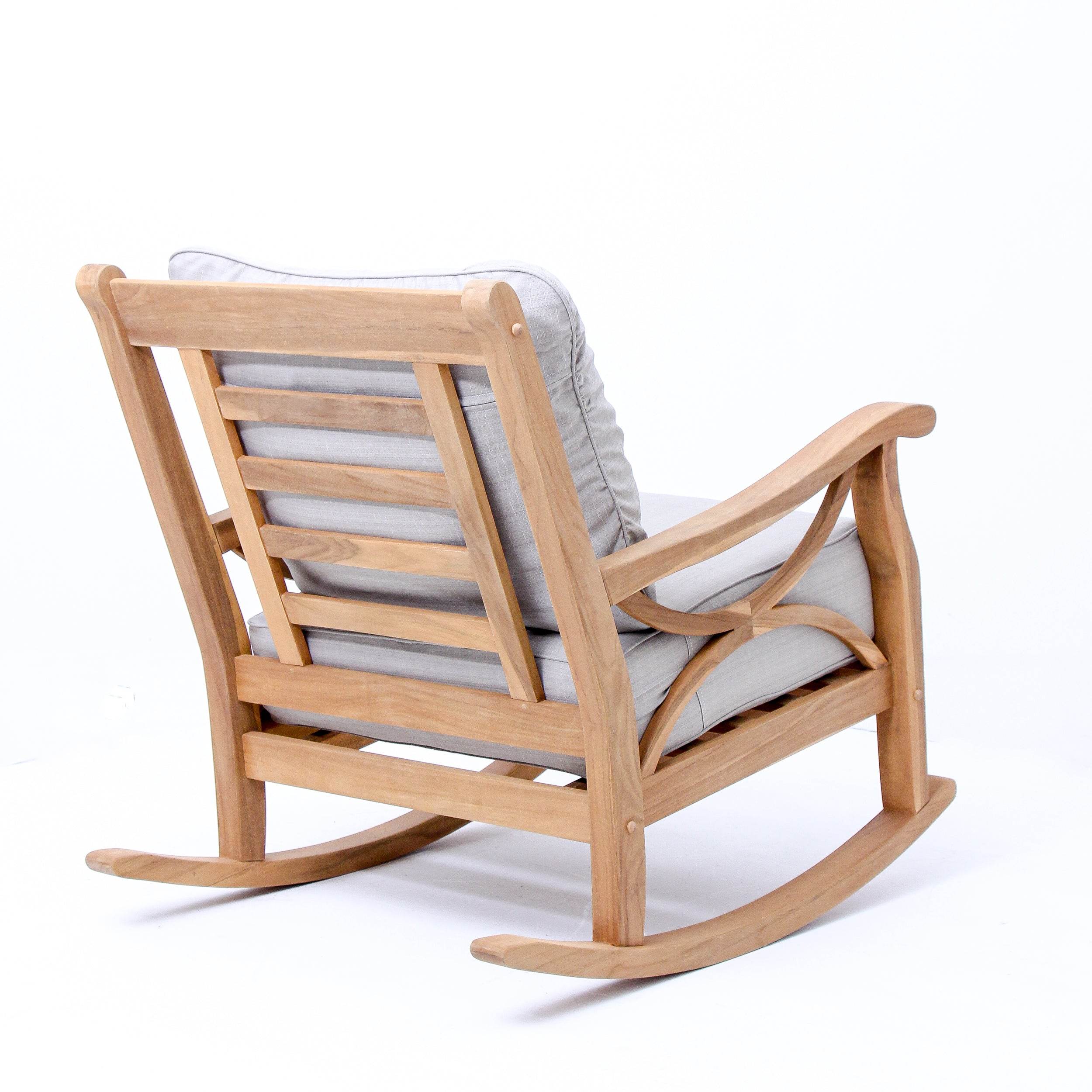 Abbington Teak Wood Outdoor Rocking Chair with Beige Cushion - Image 42