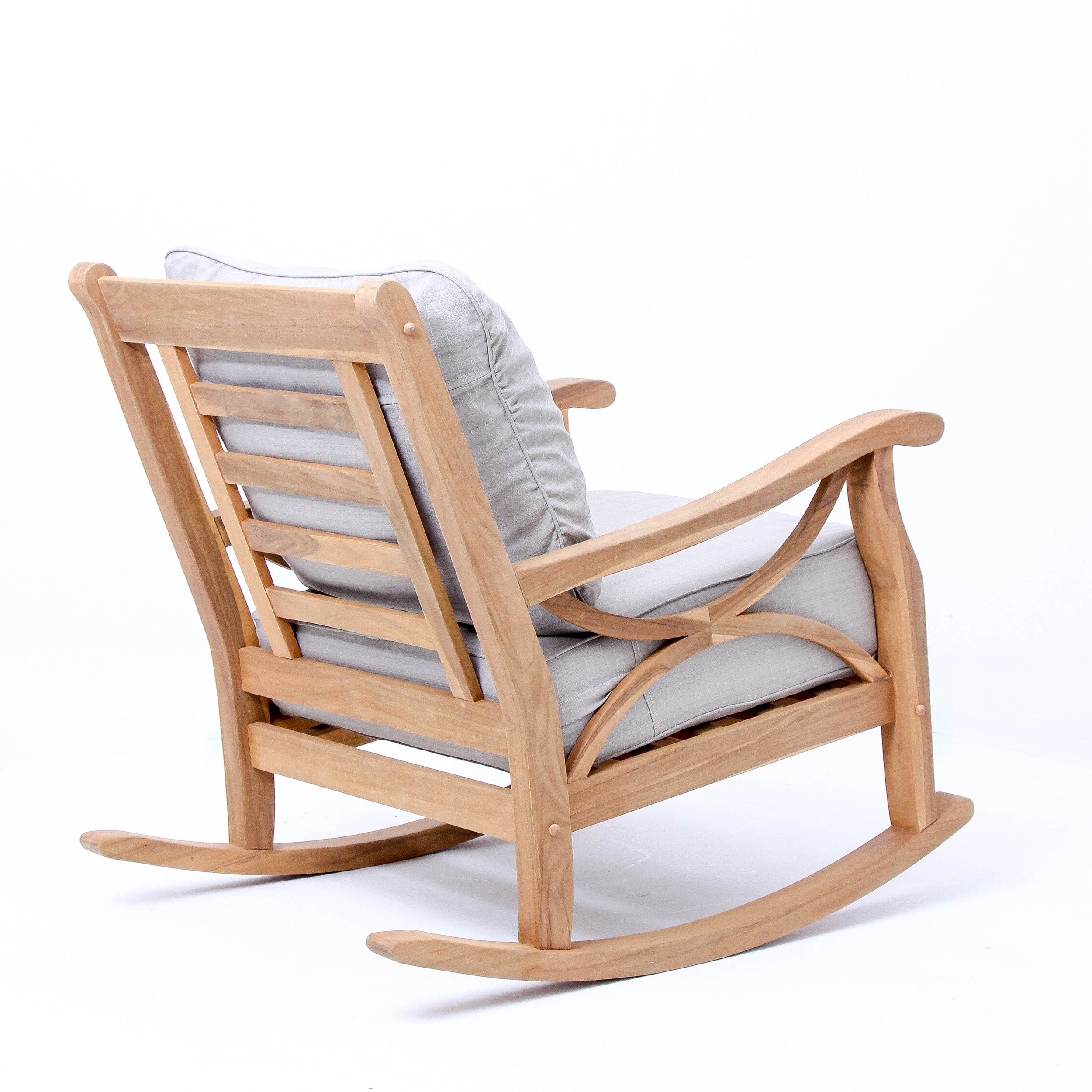 Abbington Teak Wood Outdoor Rocking Chair with Beige Cushion - Image 43