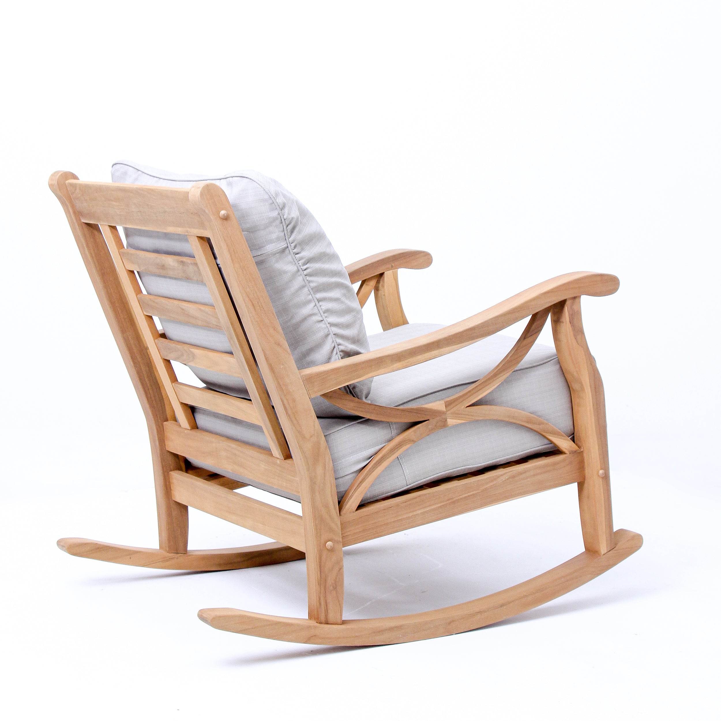 Abbington Teak Wood Outdoor Rocking Chair with Beige Cushion - Image 44