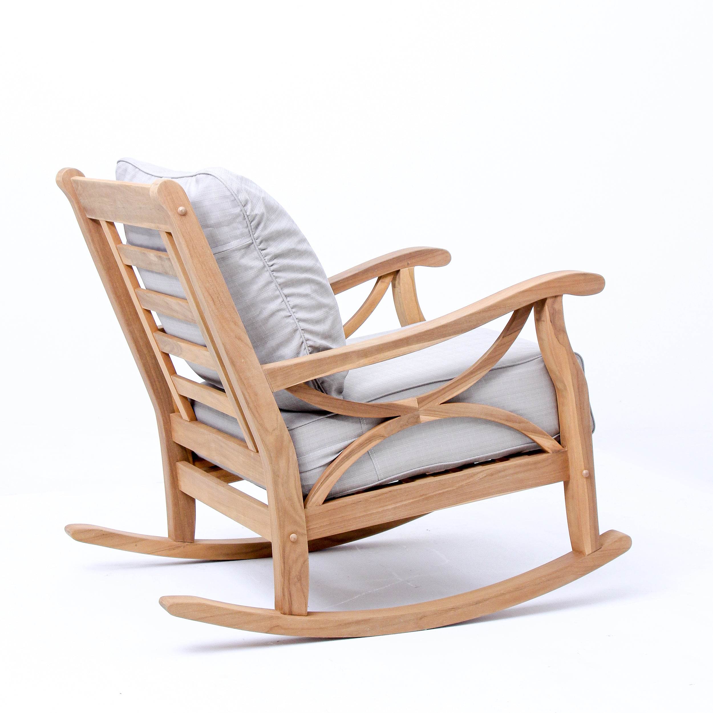 Abbington Teak Wood Outdoor Rocking Chair with Beige Cushion - Image 45