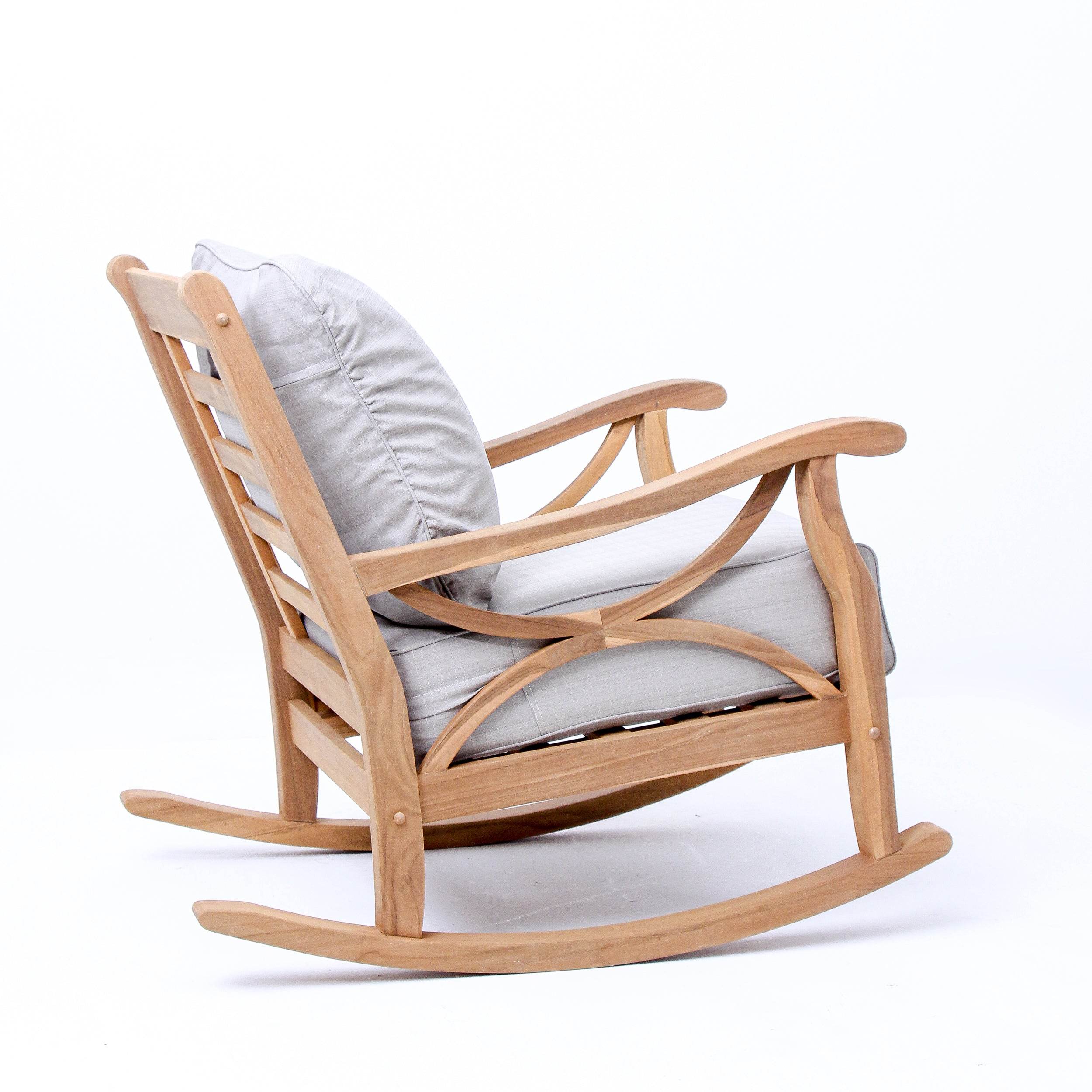 Abbington Teak Wood Outdoor Rocking Chair with Beige Cushion - Image 46