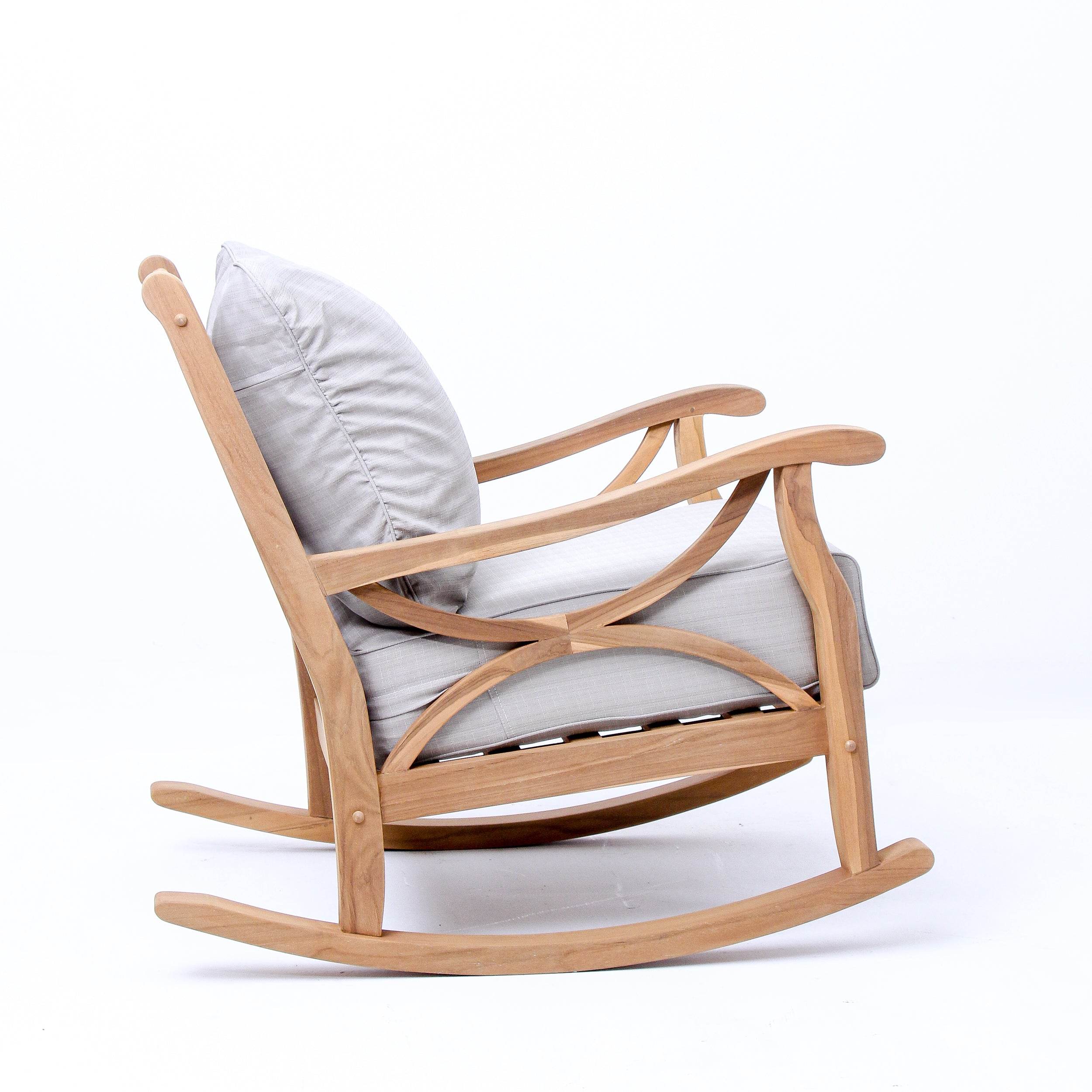 Abbington Teak Wood Outdoor Rocking Chair with Beige Cushion - Image 47