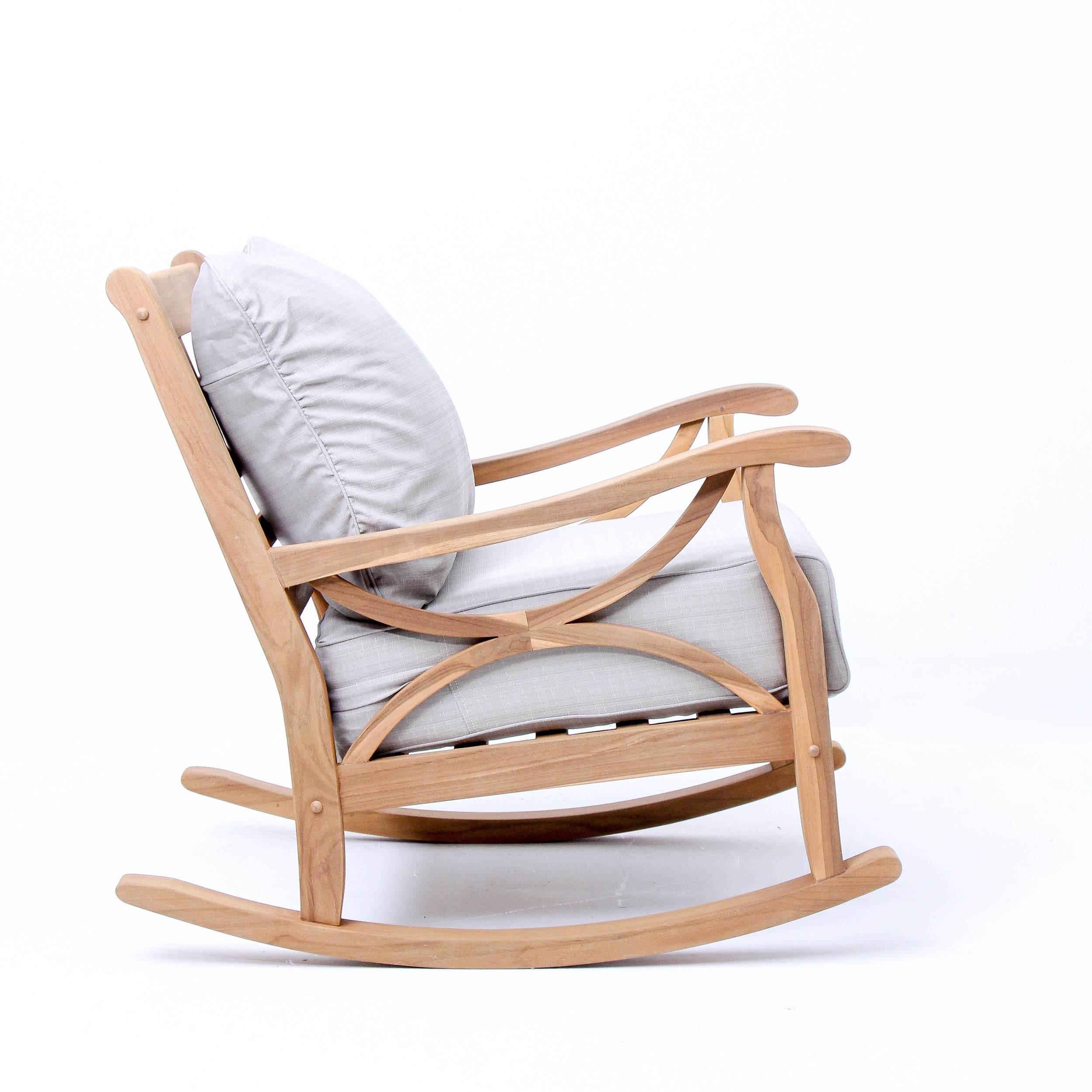 Abbington Teak Wood Outdoor Rocking Chair with Beige Cushion - Image 48