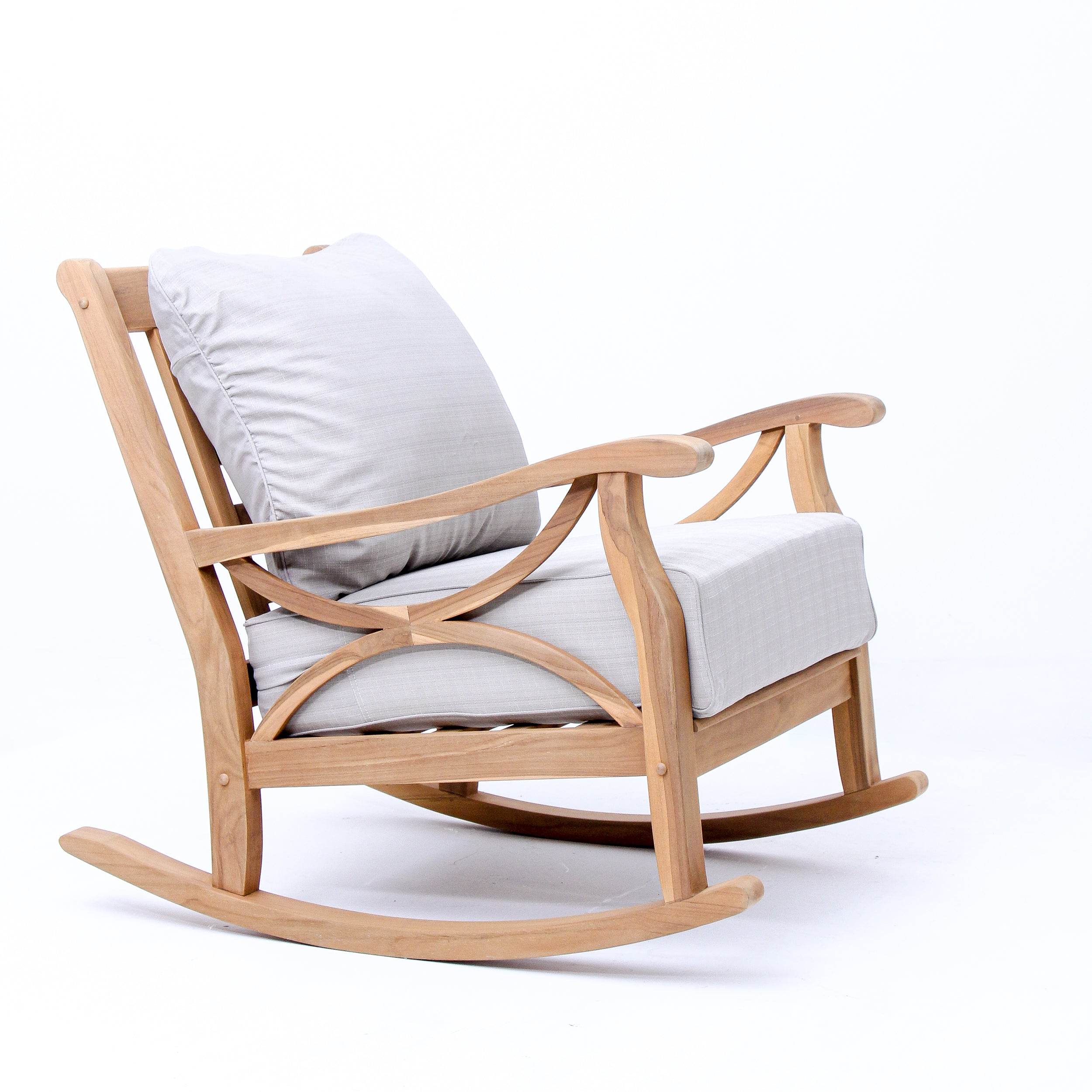 Abbington Teak Wood Outdoor Rocking Chair with Beige Cushion - Image 51